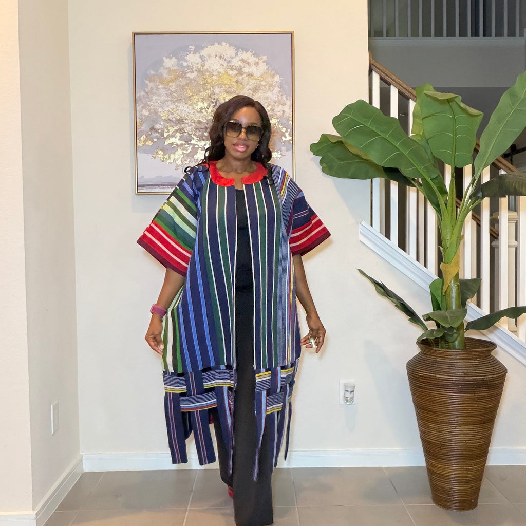 Aso Oke Kimono Jacket, Nigerian Yoruba Fabric, Boho Coat