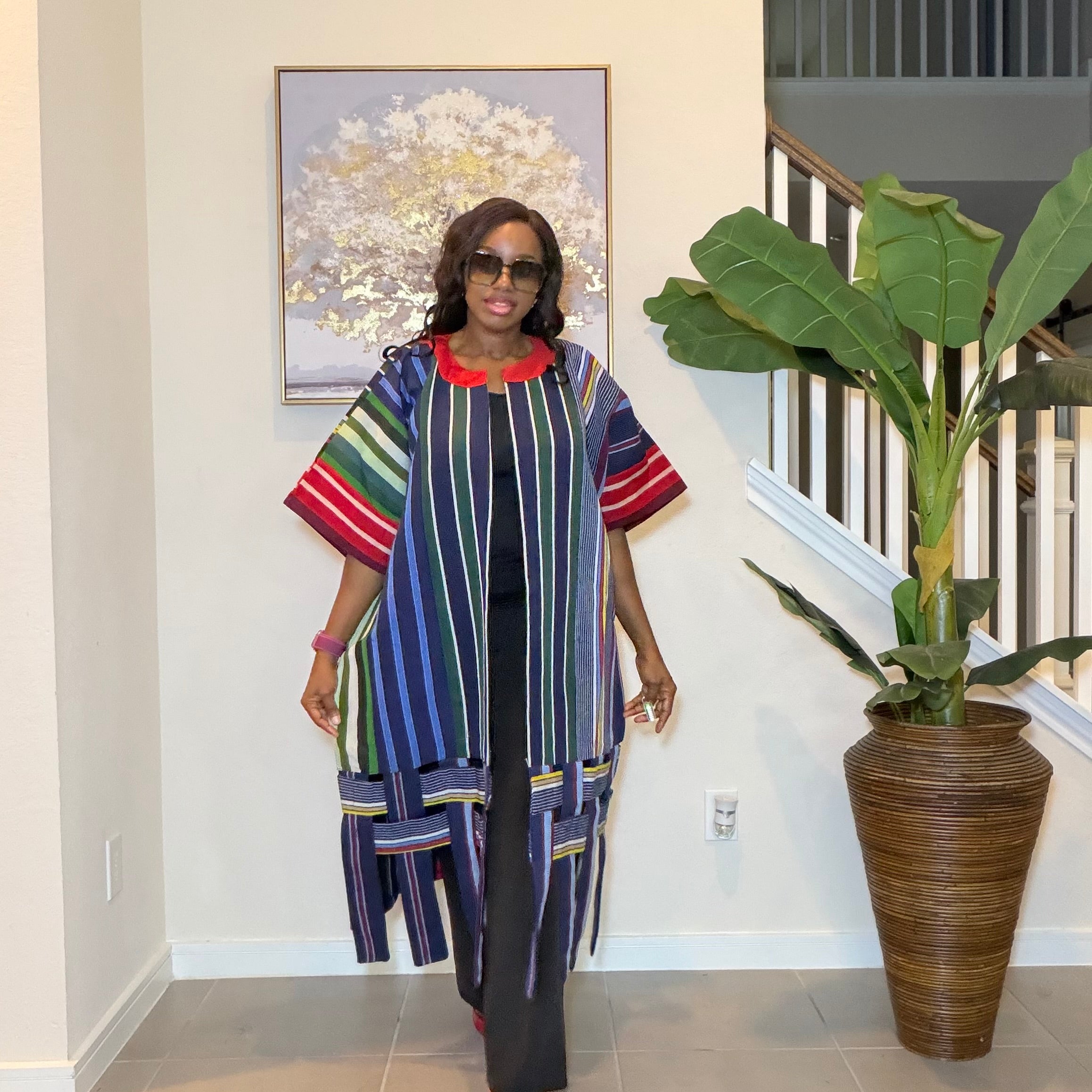 Aso Oke Kimono Jacket, Nigerian Yoruba Fabric, Boho Coat