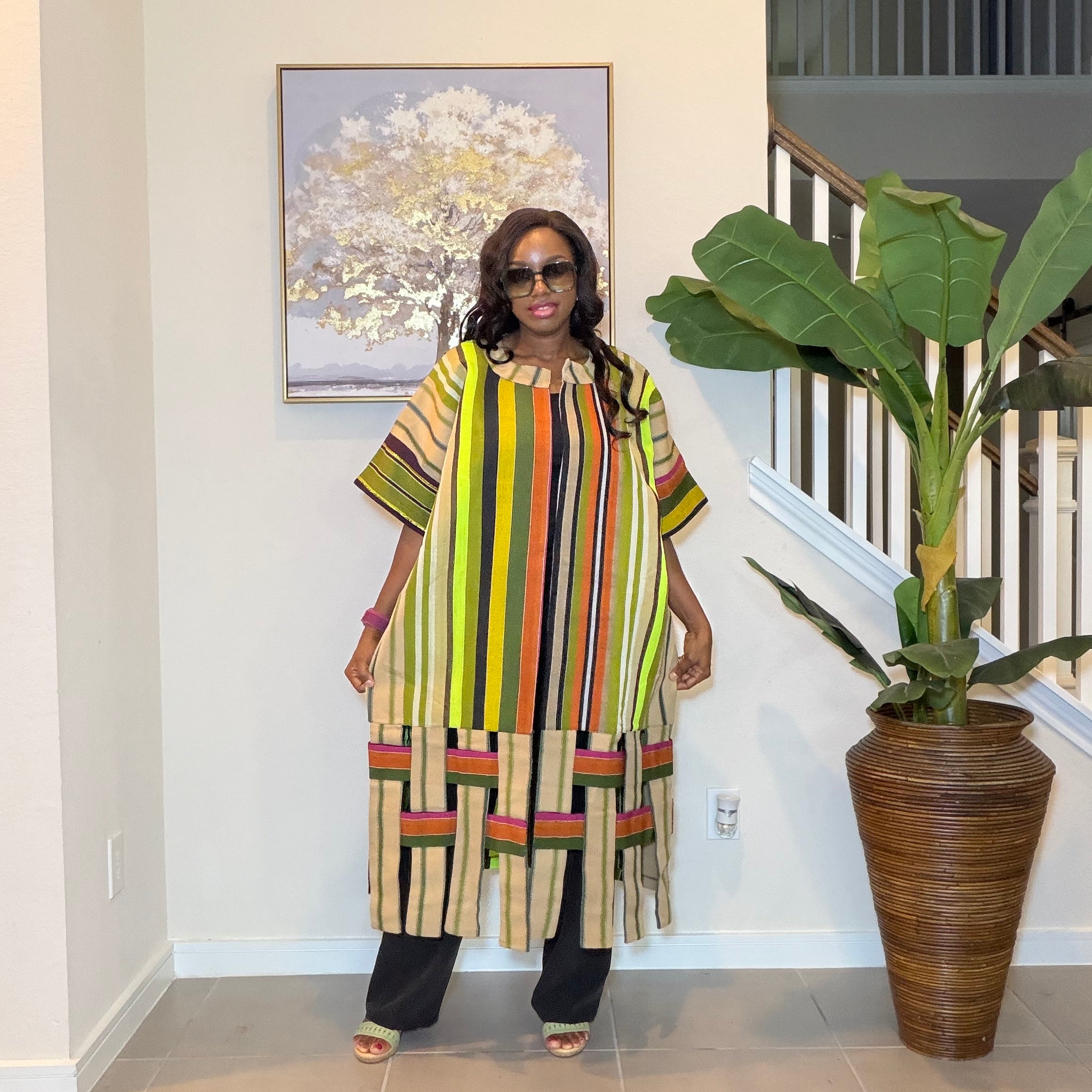 Aso Oke Kimono Jacket, Nigerian Yoruba Fabric, Boho Coat