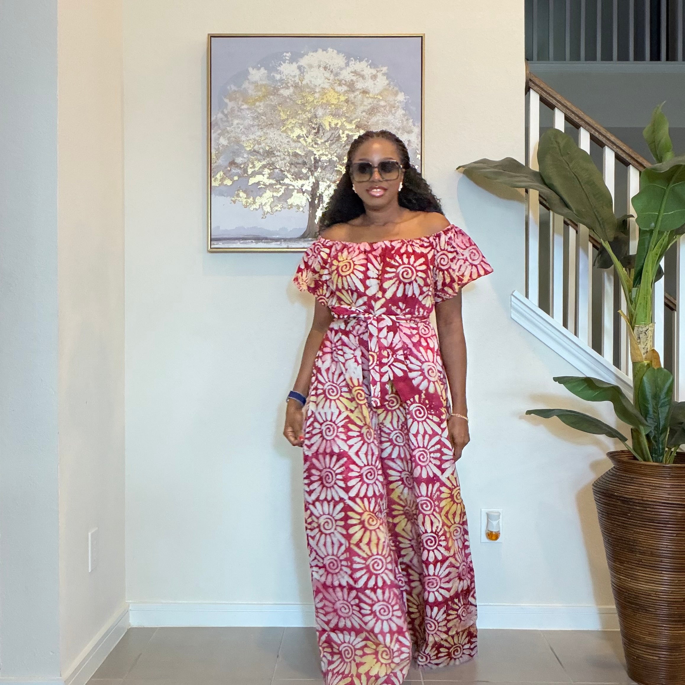 Adire Printed Wide-Leg Jumpsuit