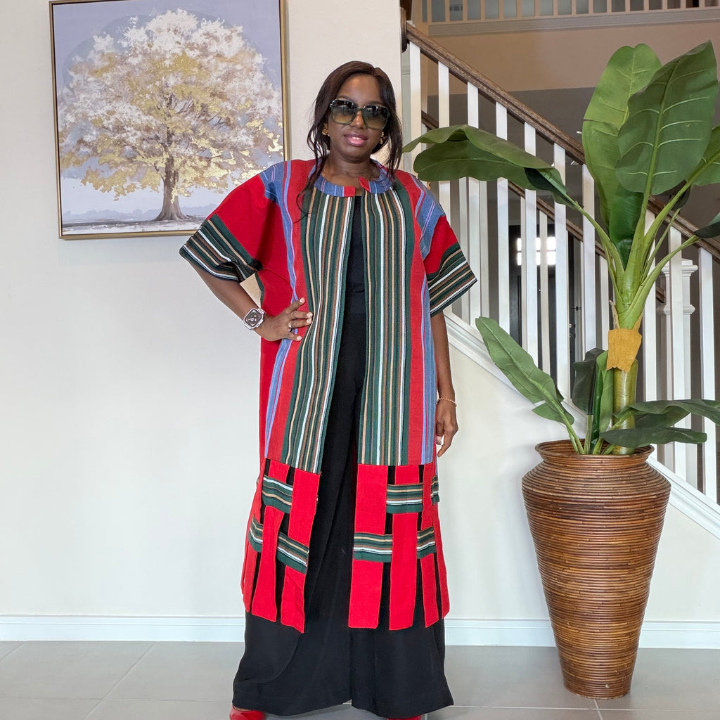 Handwoven Aso Oke Kimono Jacket | Nigerian Yoruba Fabric, Boho Coat
