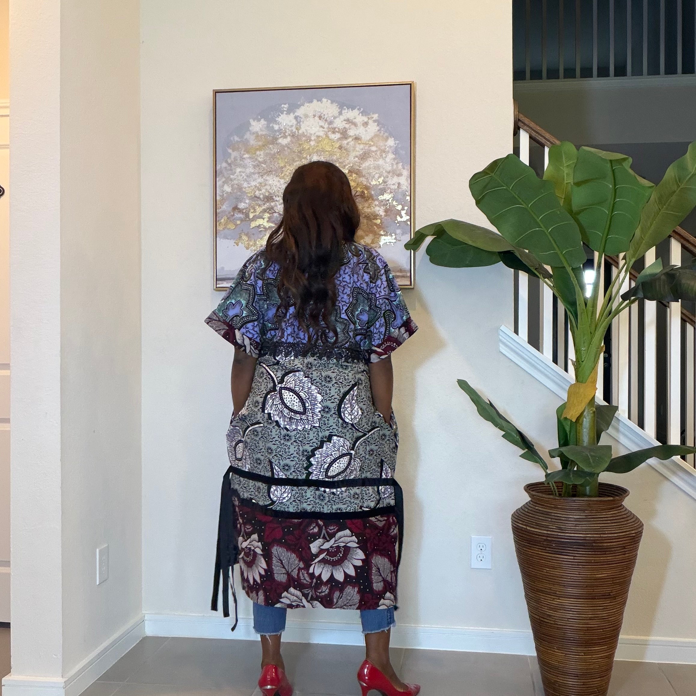 Elegant Floral Ankara Kimono, Boho Chic Kimono