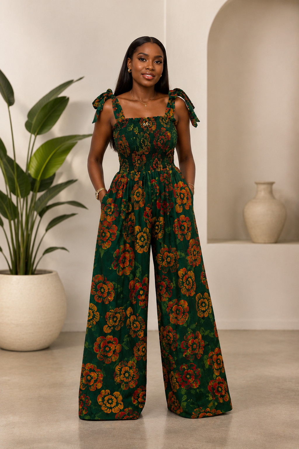 Adire Crepe Smokey Jumpsuit