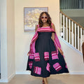 Black flare dress with Aso Oke Patch