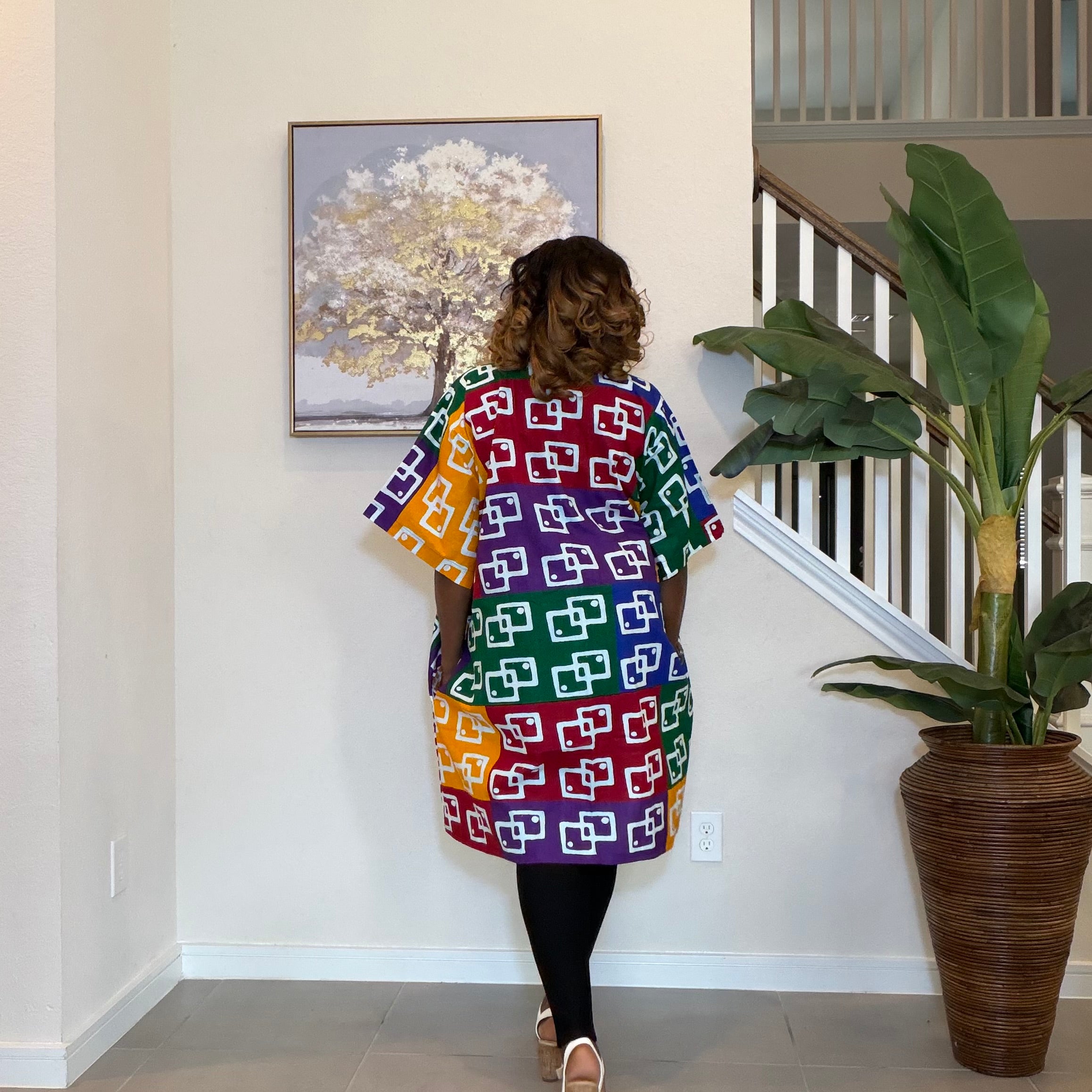 Ankara Patchwork Kimono, Abstract Pop Art Kimono