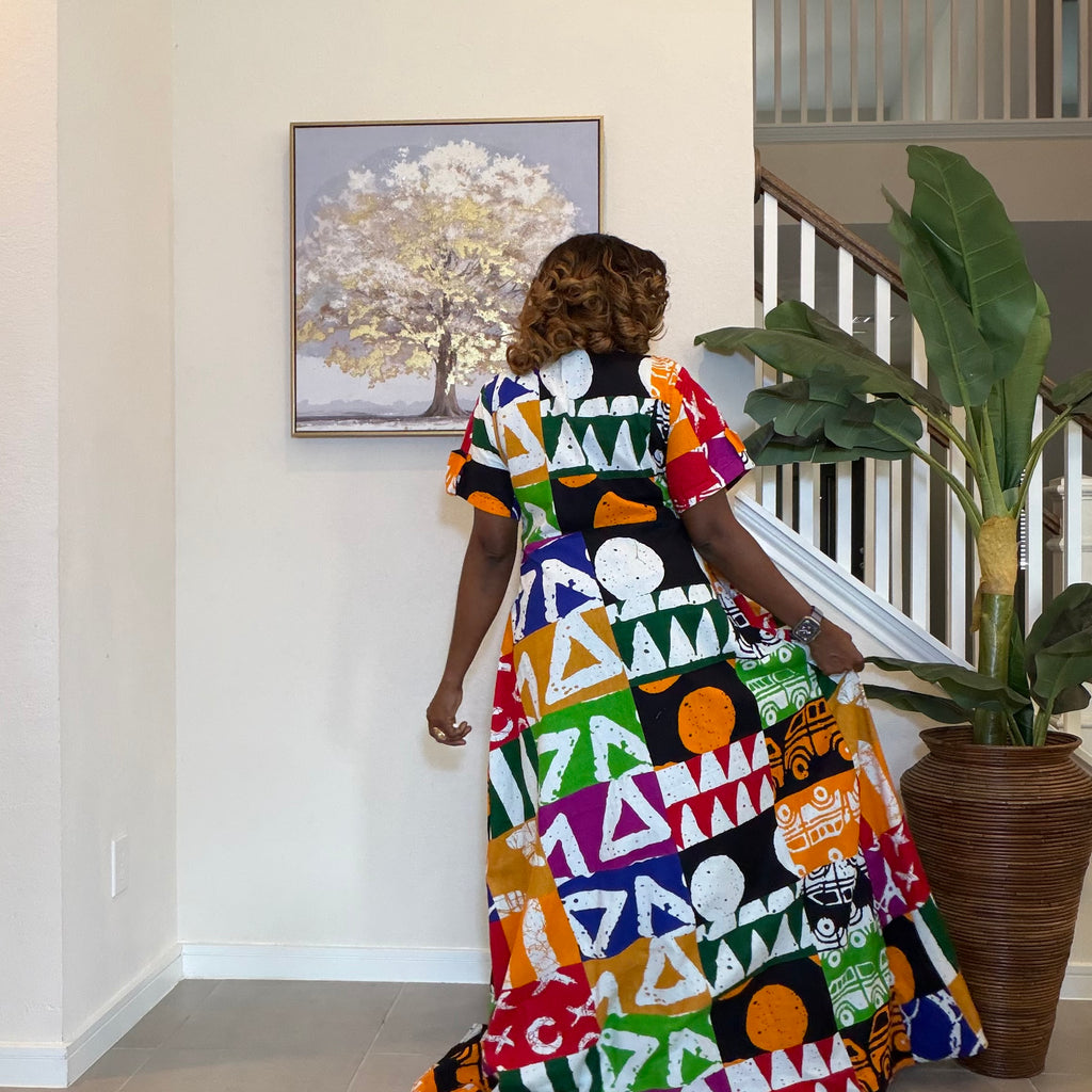 Printed Zip-Front Ankara Maxi Kimono