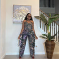 Handmade Adire Batik Tie-Neck Halter Jumpsuit