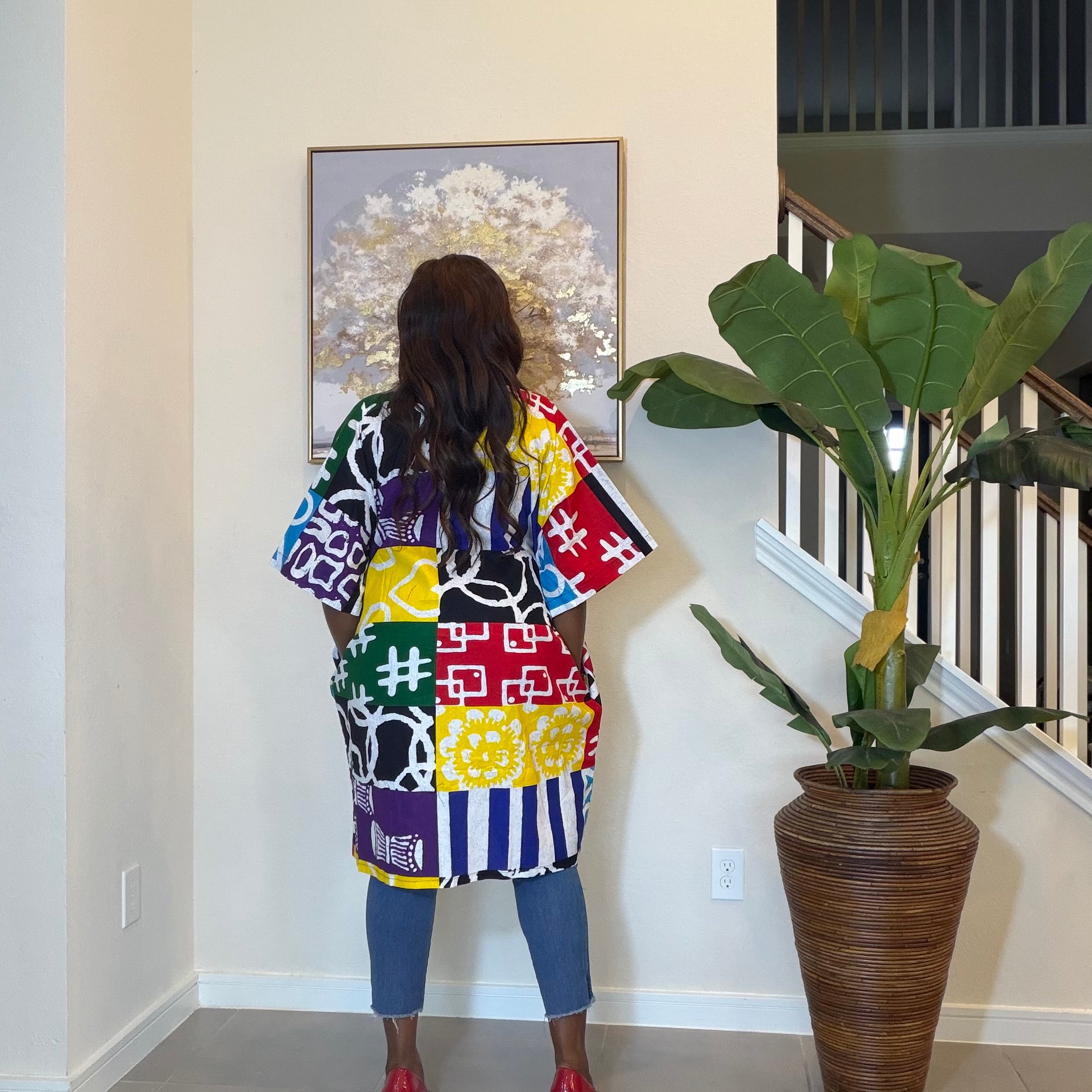 Ankara Patchwork Kimono, Abstract Pop Art Kimono