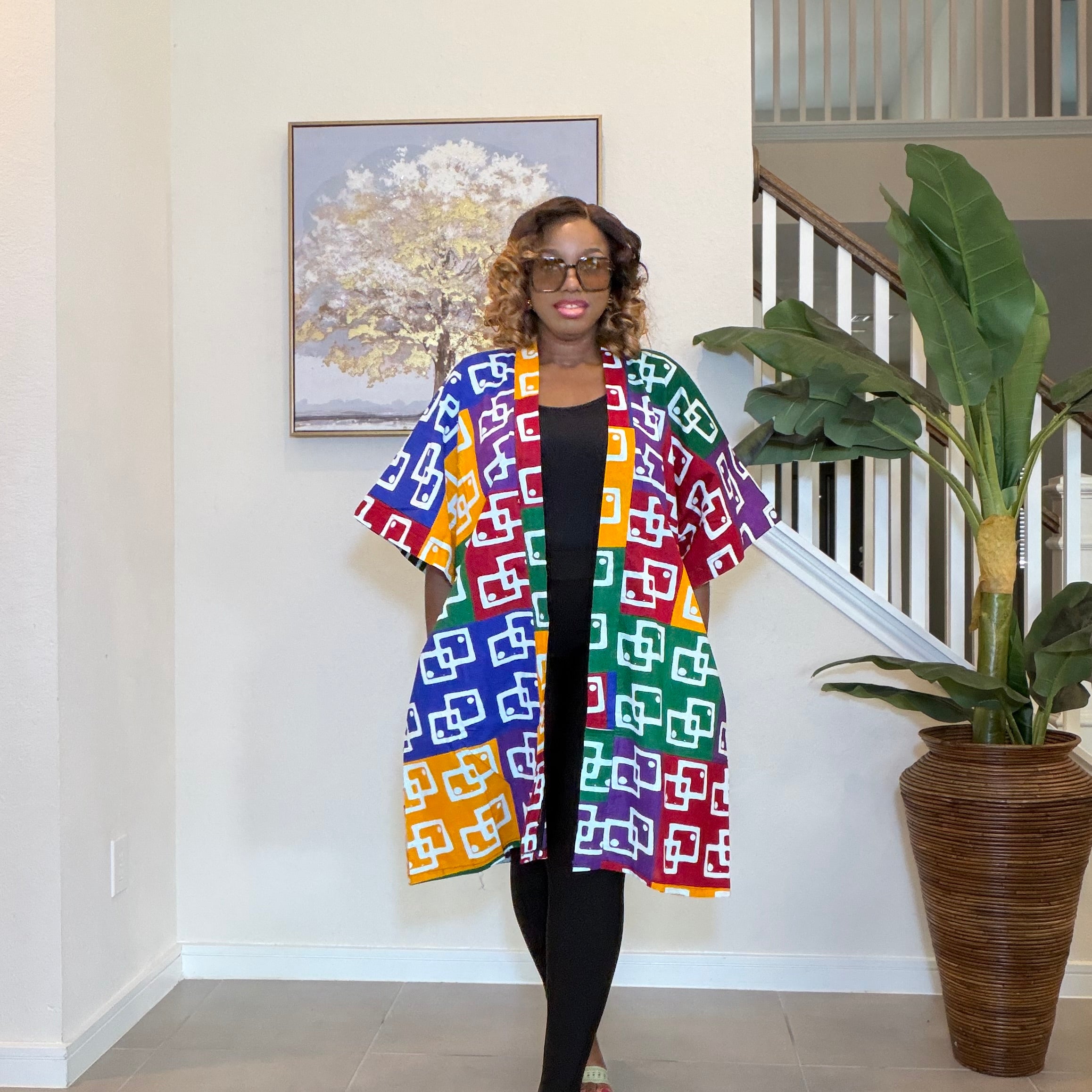 Ankara Patchwork Kimono, Abstract Pop Art Kimono