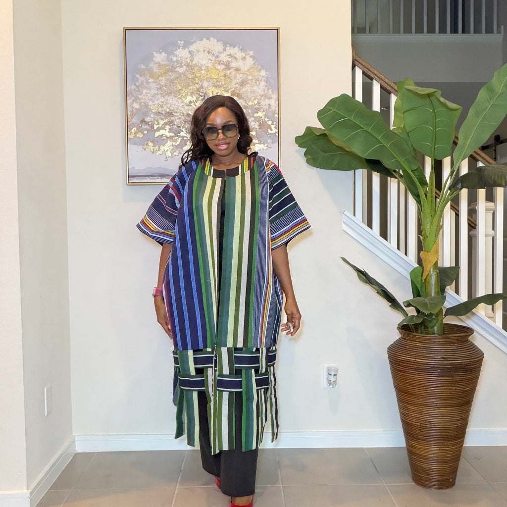 Aso Oke Kimono Jacket, Nigerian Yoruba Fabric, Boho Coat
