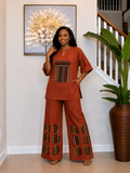 Linen Two Piece Set With Aso Oke Patch