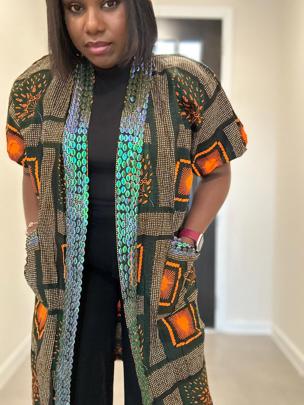 Beaded Ankara Kimono