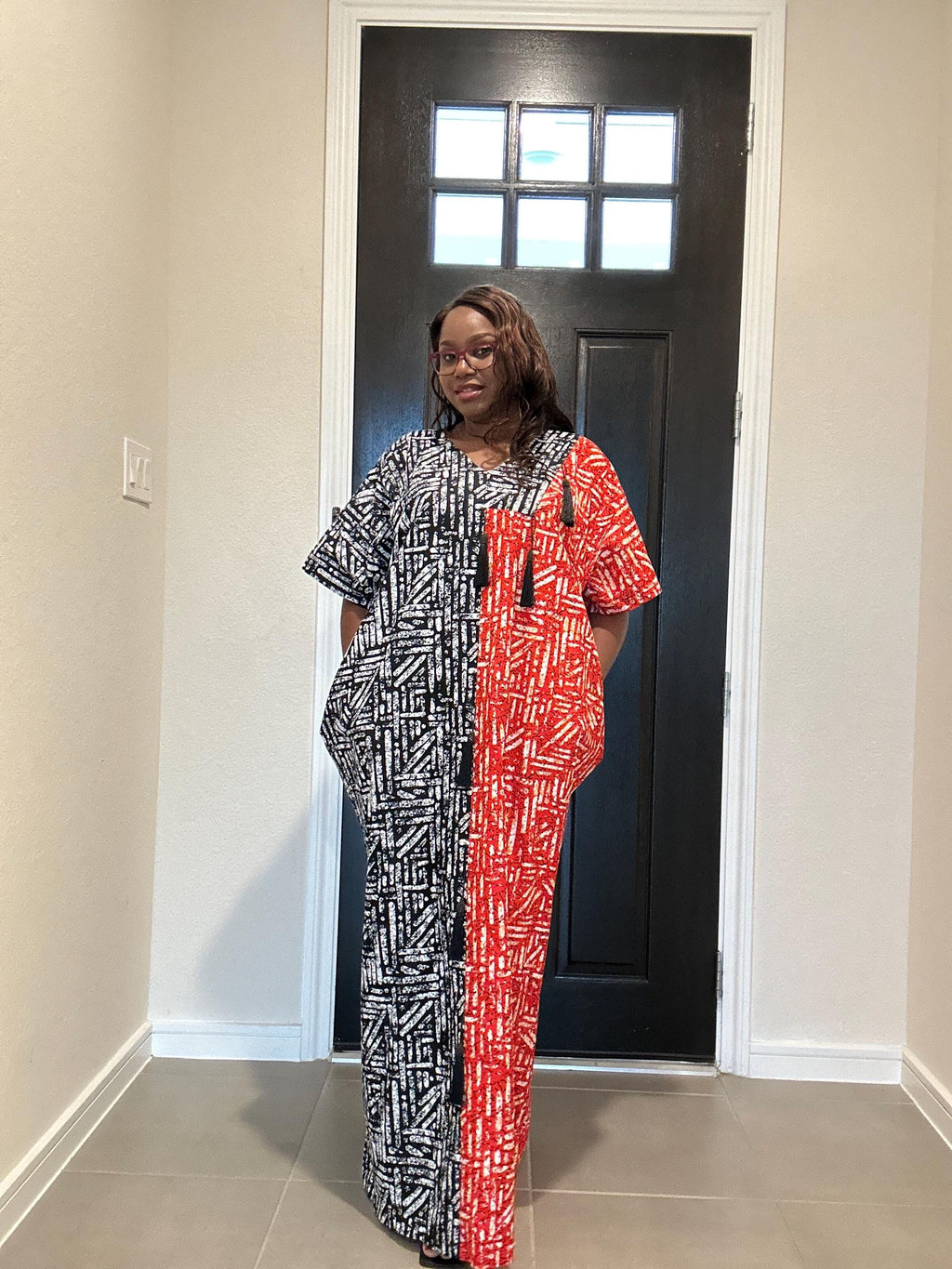 Two-Tone Ankara Dress: African Print Tassel Dress