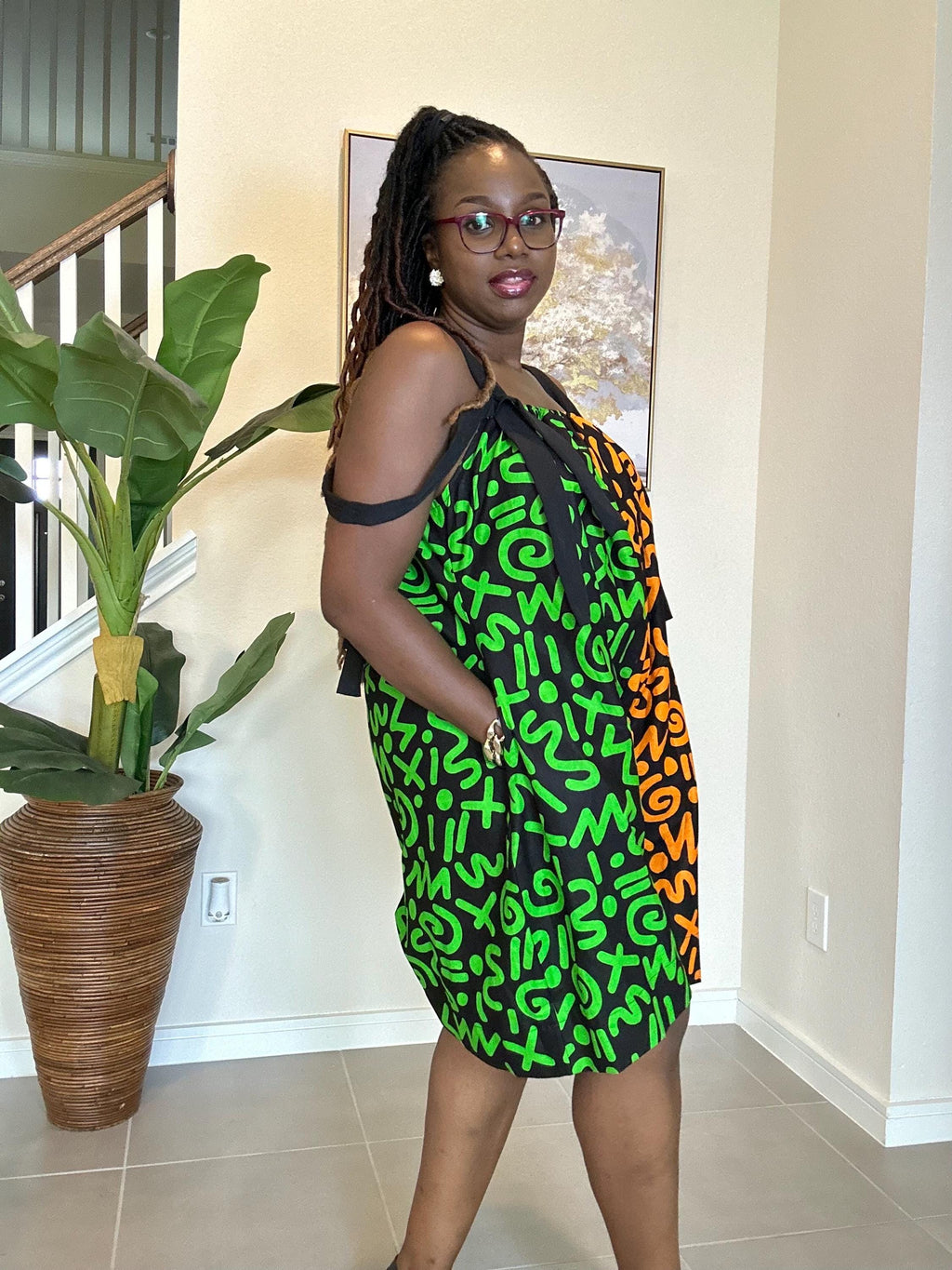 Handmade Ankara Romper: Orange & Green African Print Summer Playsuit