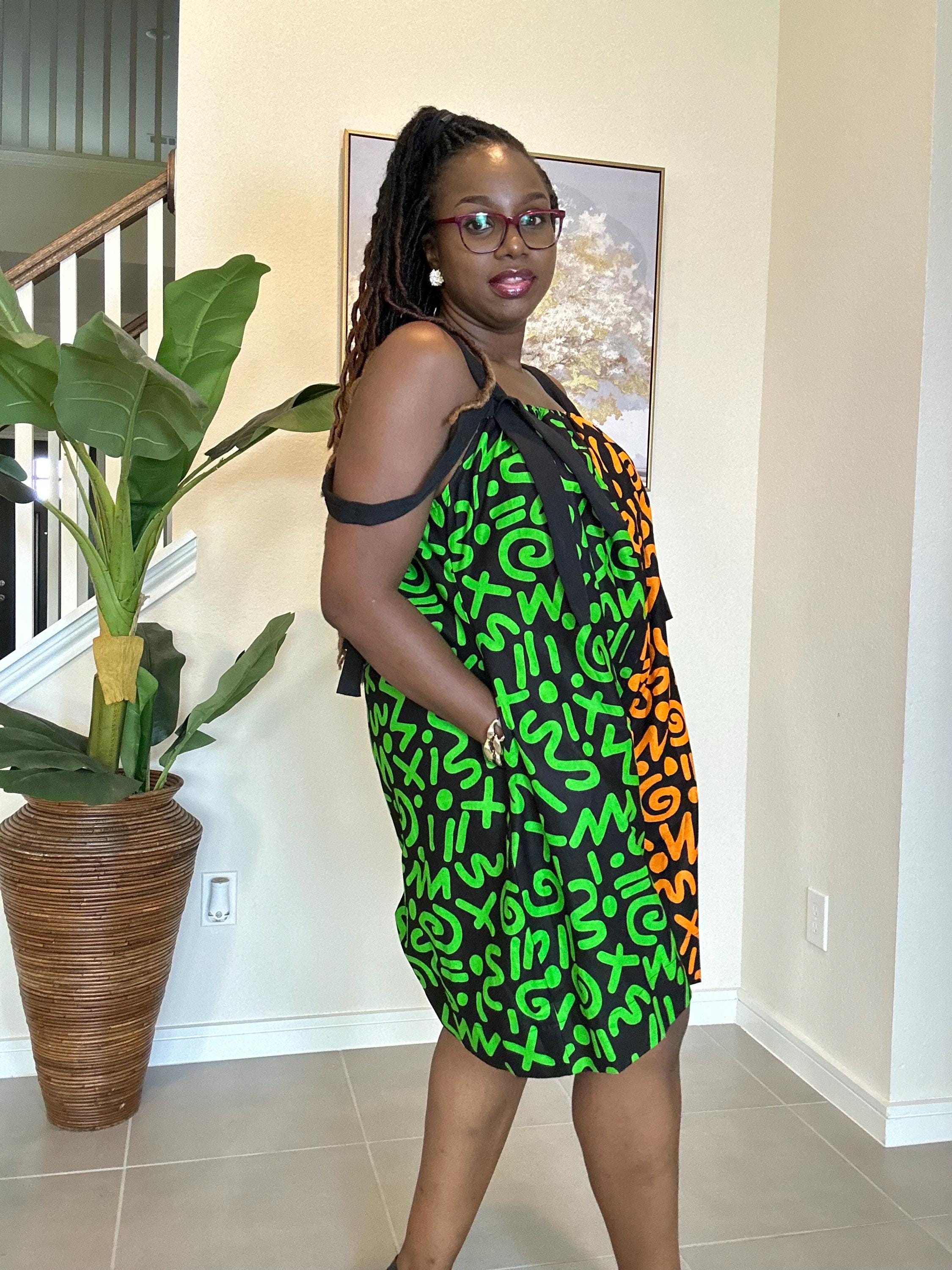 Handmade Ankara Romper: Orange & Green African Print Summer Playsuit