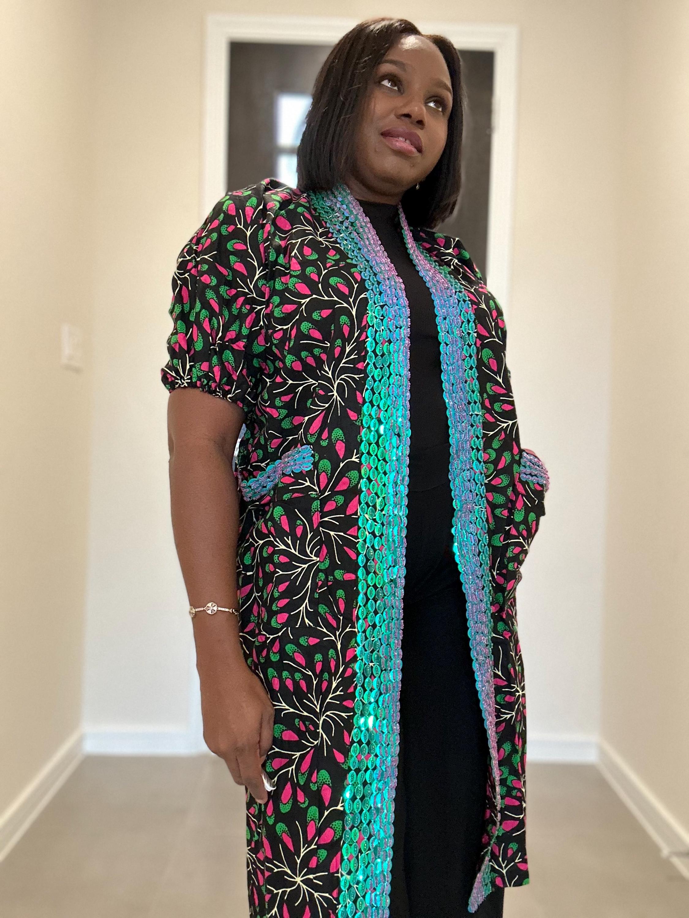 Beaded Ankara Kimono