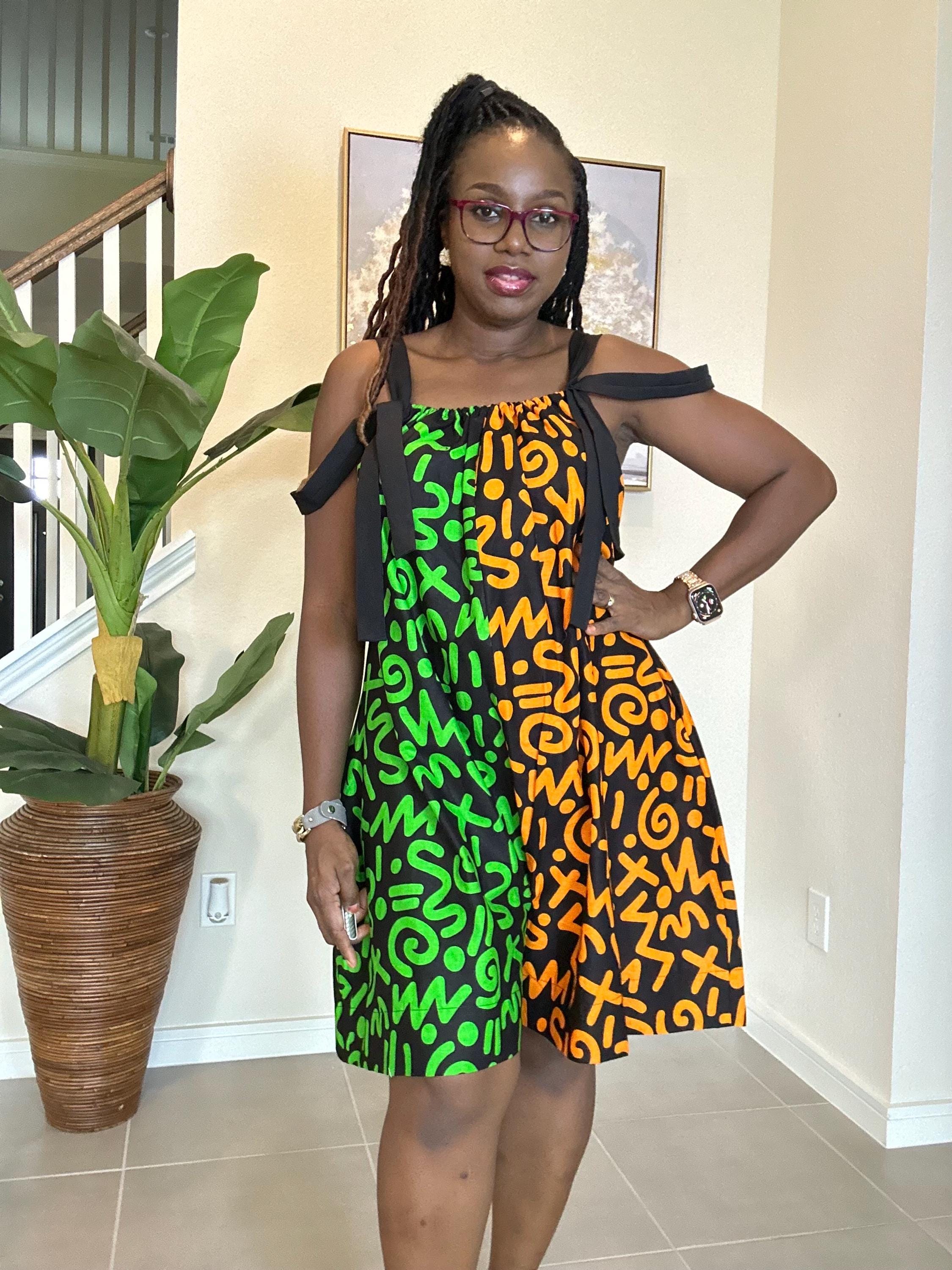 Handmade Ankara Romper: Orange & Green African Print Summer Playsuit