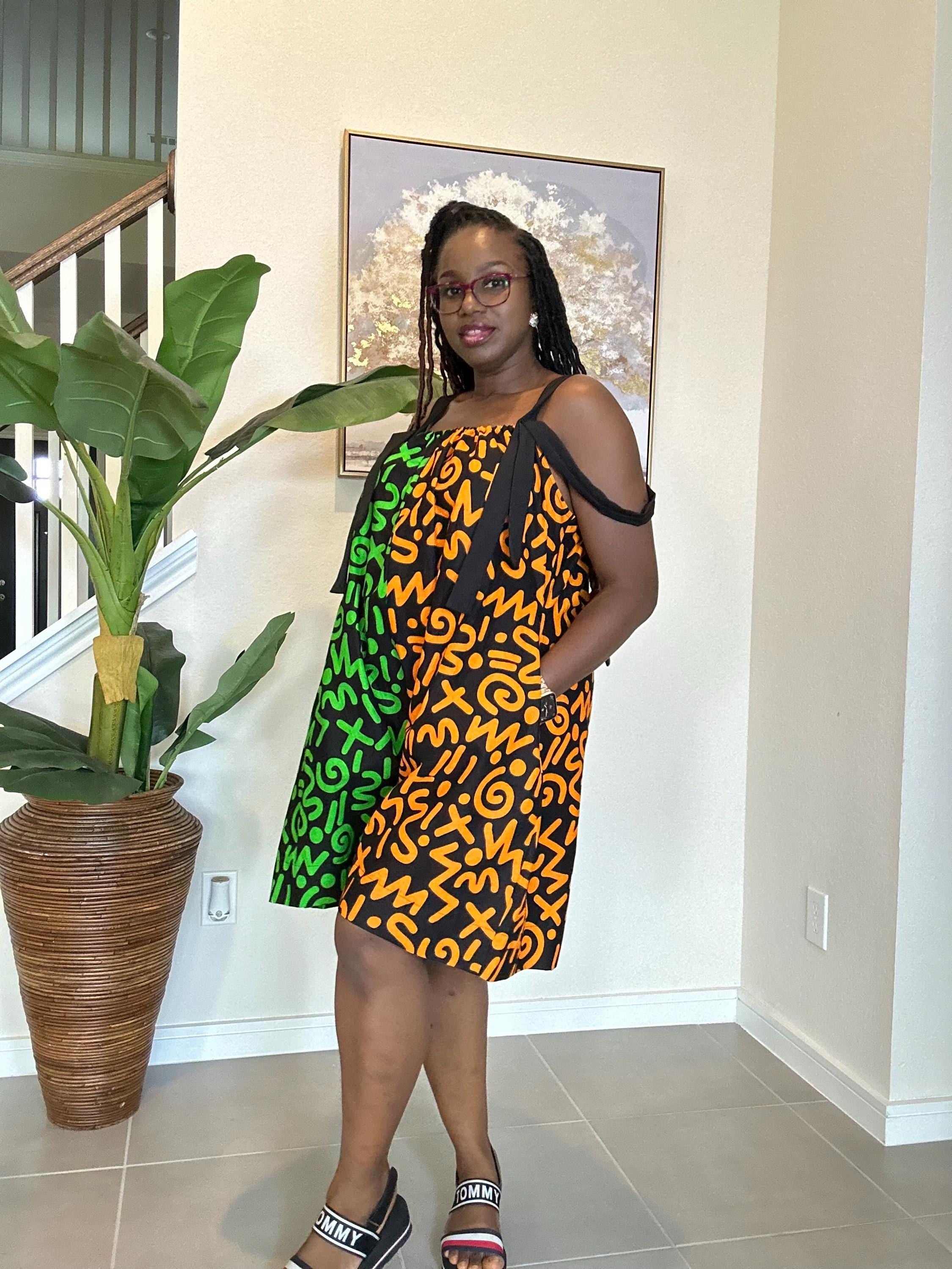 Handmade Ankara Romper: Orange & Green African Print Summer Playsuit