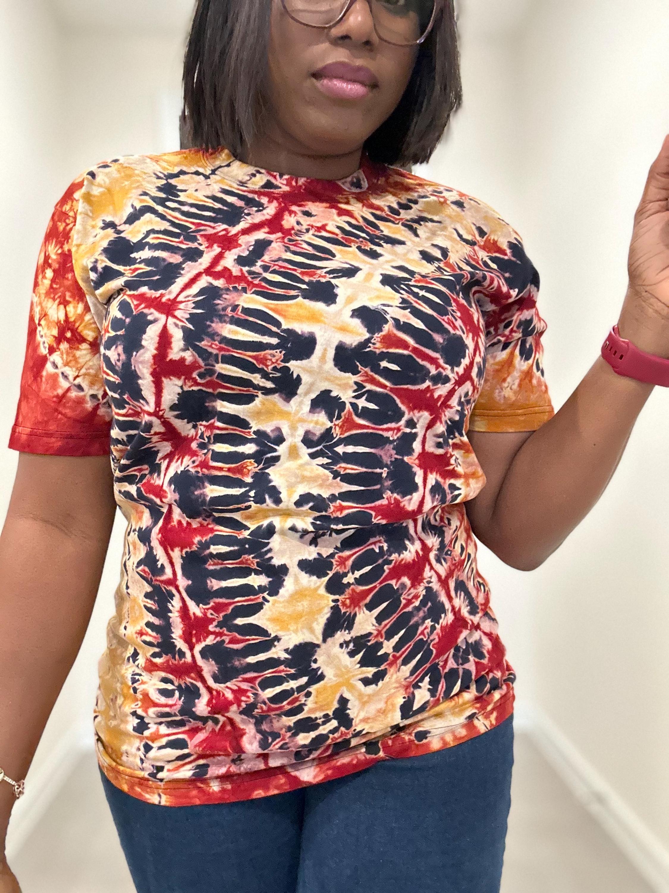 Adire Tie-Dye T-Shirt: Hand-Dyed African Print Unisex Tee