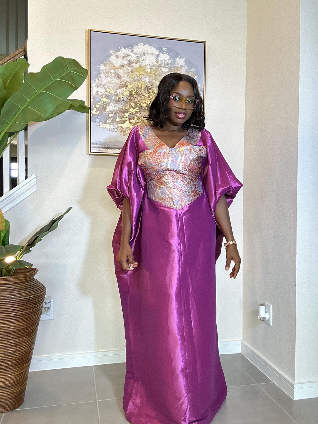 Taffeta Bubu Dress: African Kaftan Gown - Flowy Maxi Boubou