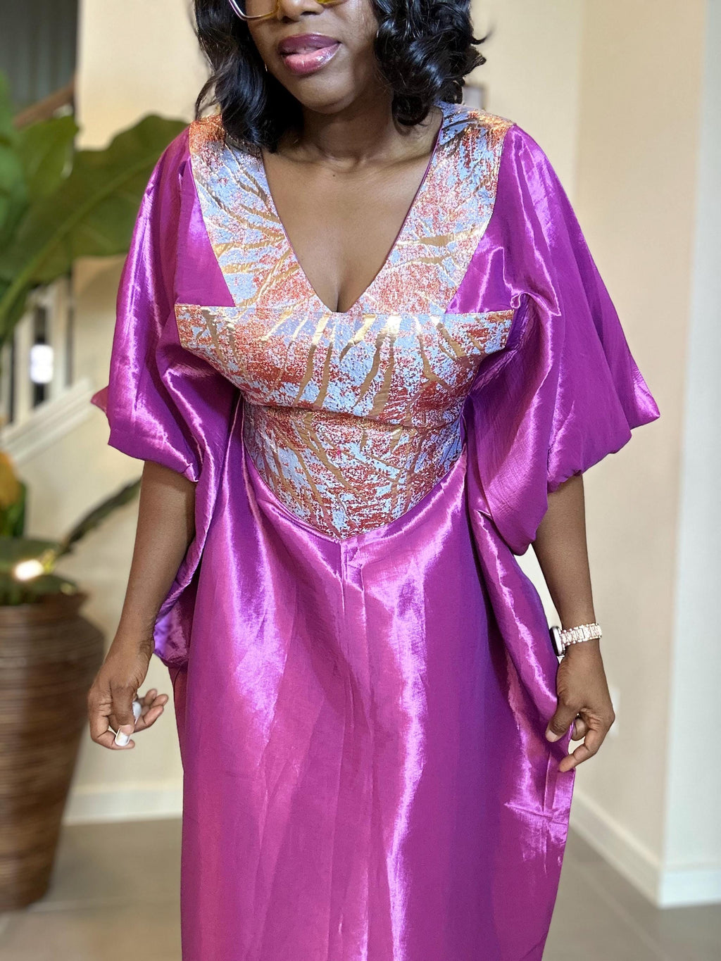 Taffeta Bubu Dress: African Kaftan Gown - Flowy Maxi Boubou