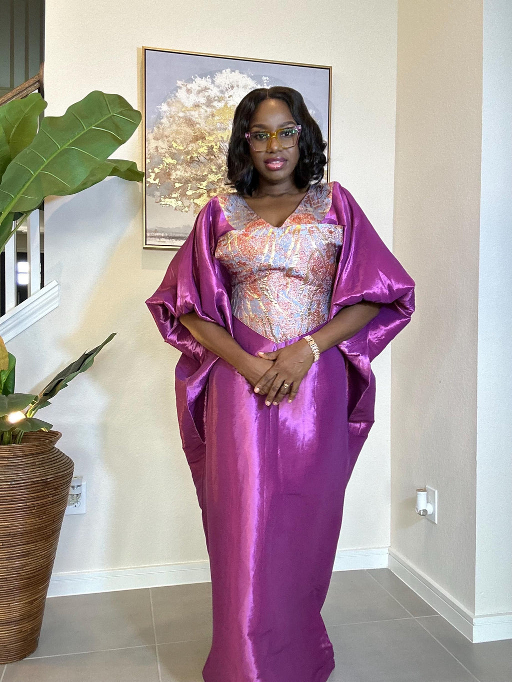 Taffeta Bubu Dress: African Kaftan Gown - Flowy Maxi Boubou