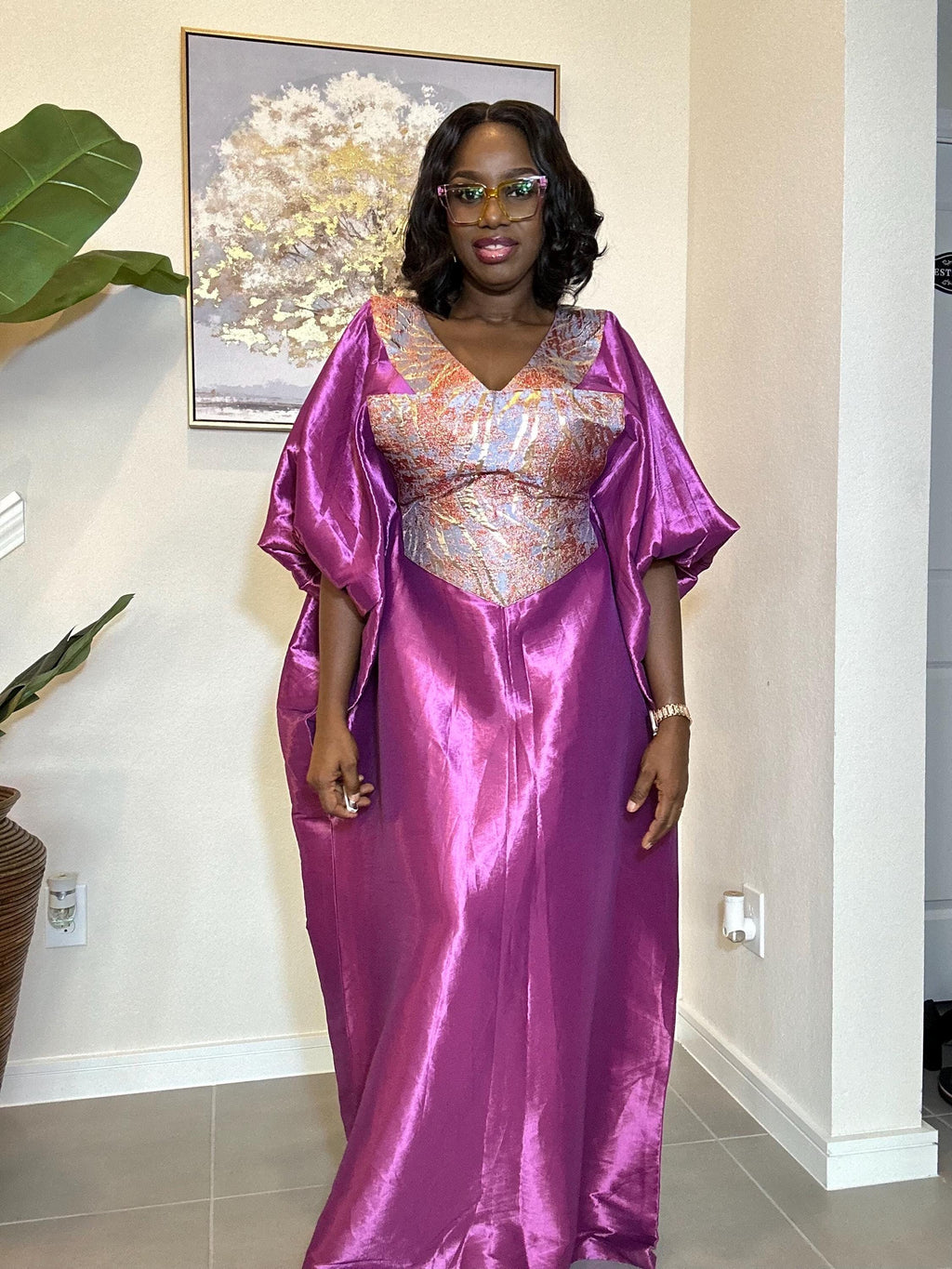 Taffeta Bubu Dress: African Kaftan Gown - Flowy Maxi Boubou