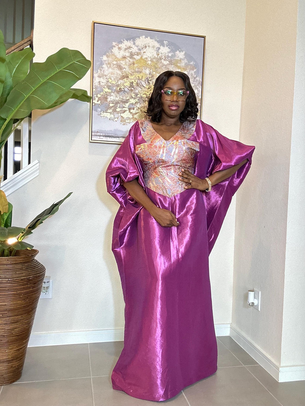 Taffeta Bubu Dress: African Kaftan Gown - Flowy Maxi Boubou