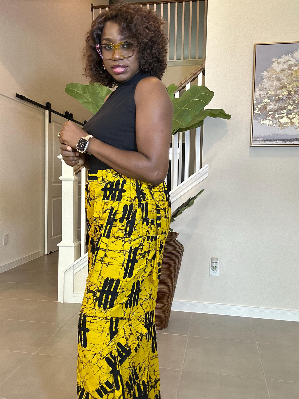 Ankara Wide-Leg Trousers – Yellow African Print Palazzo Pants