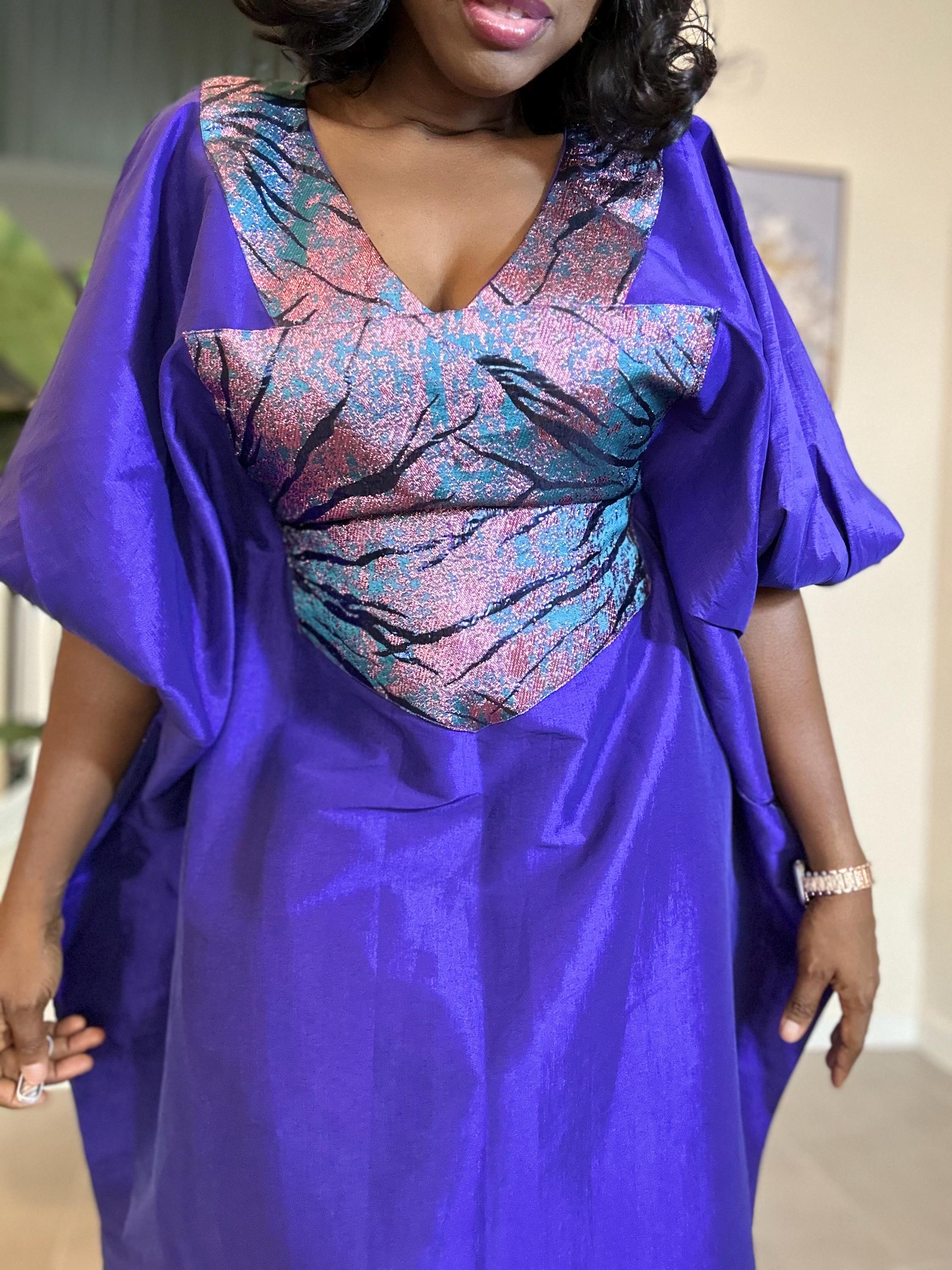 Taffeta Bubu Dress: African Kaftan Gown - Flowy Maxi Boubou