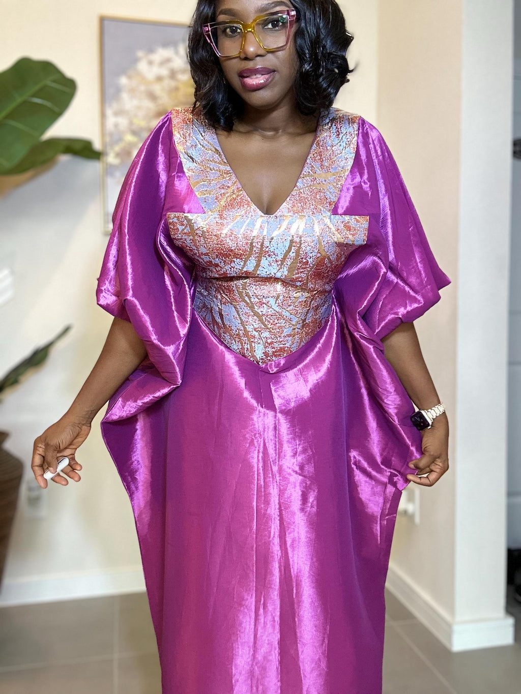 Taffeta Bubu Dress: African Kaftan Gown - Flowy Maxi Boubou