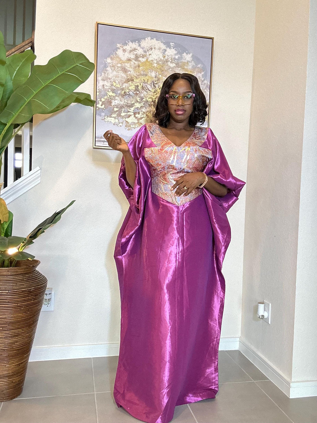 Taffeta Bubu Dress: African Kaftan Gown - Flowy Maxi Boubou