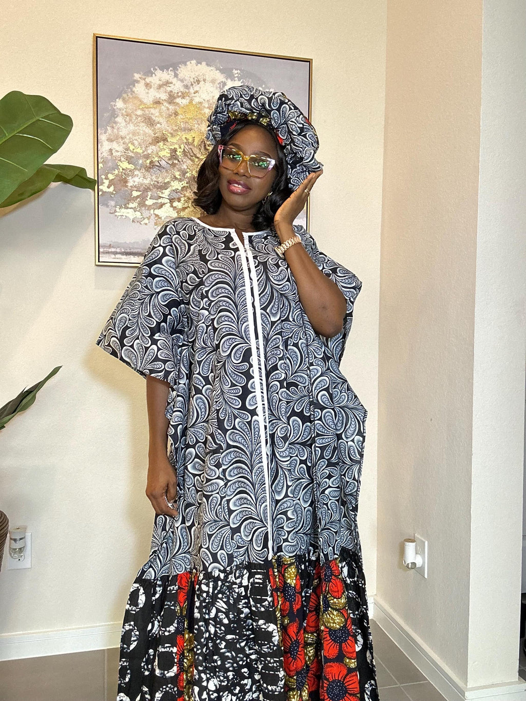 African Print Ankara Dress: Handmade Boho Fashion with Turban