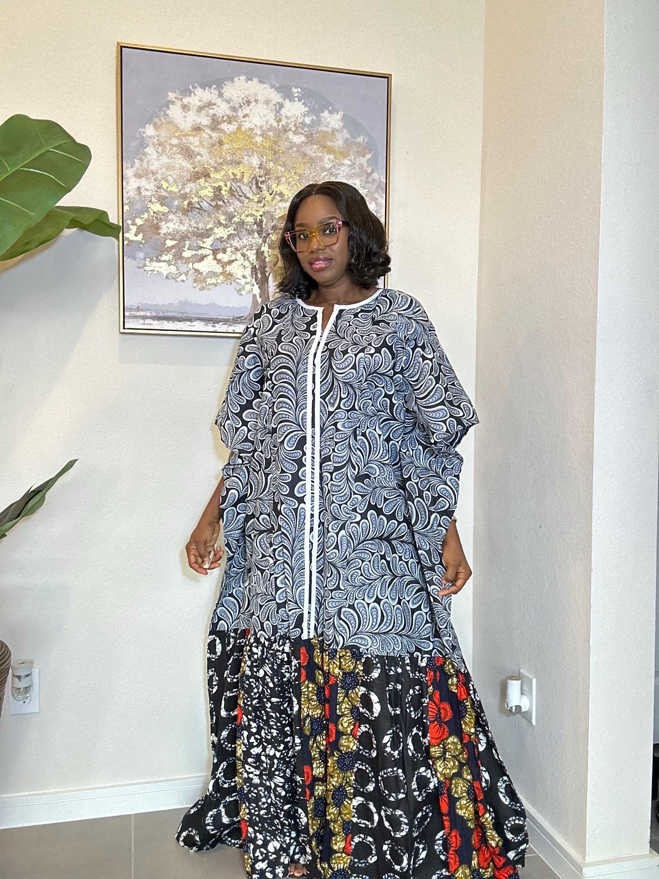 African Print Ankara Dress: Handmade Boho Fashion with Turban