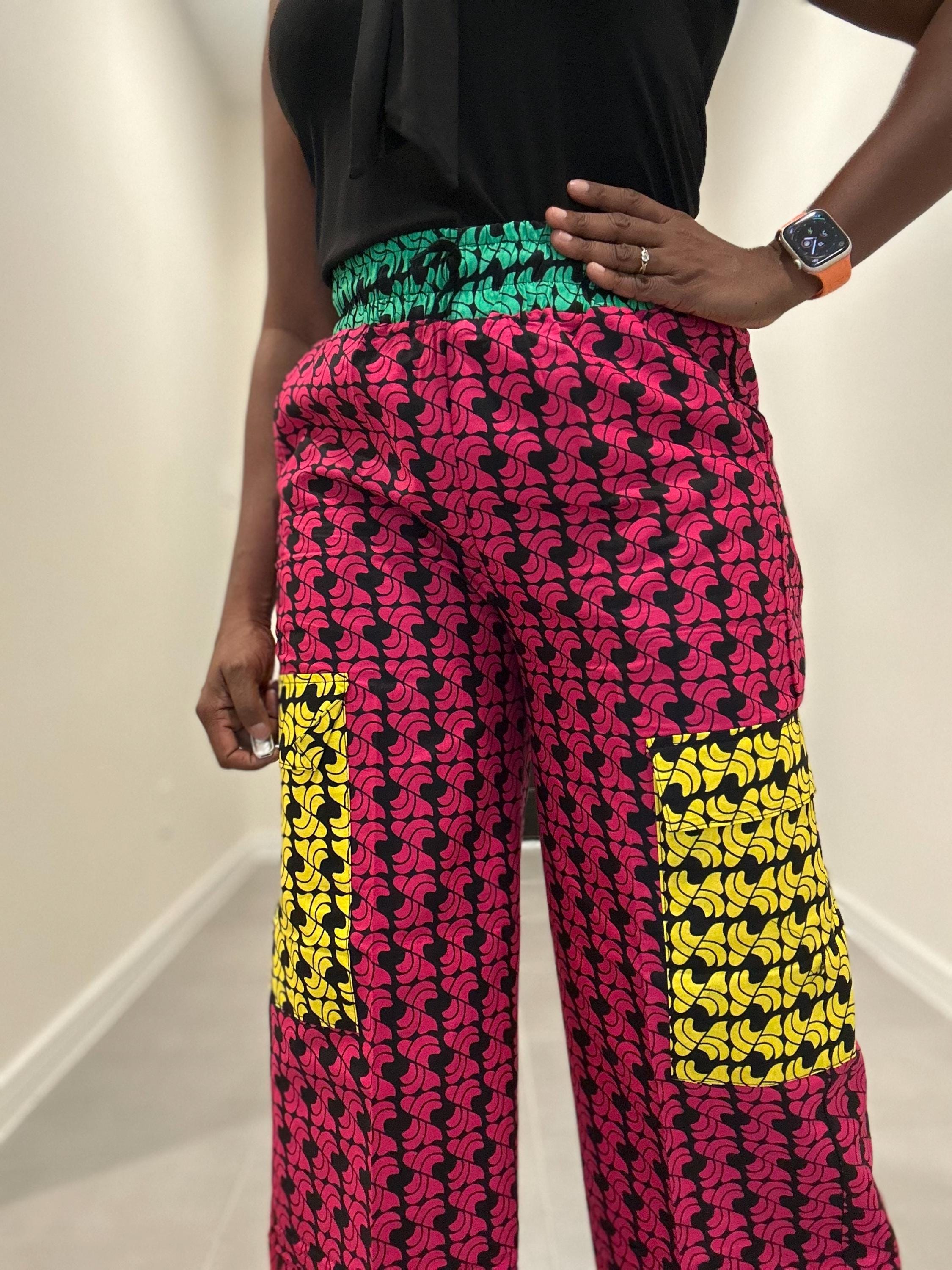 Handmade Ankara Cargo Pants: High Waist African Print Trousers