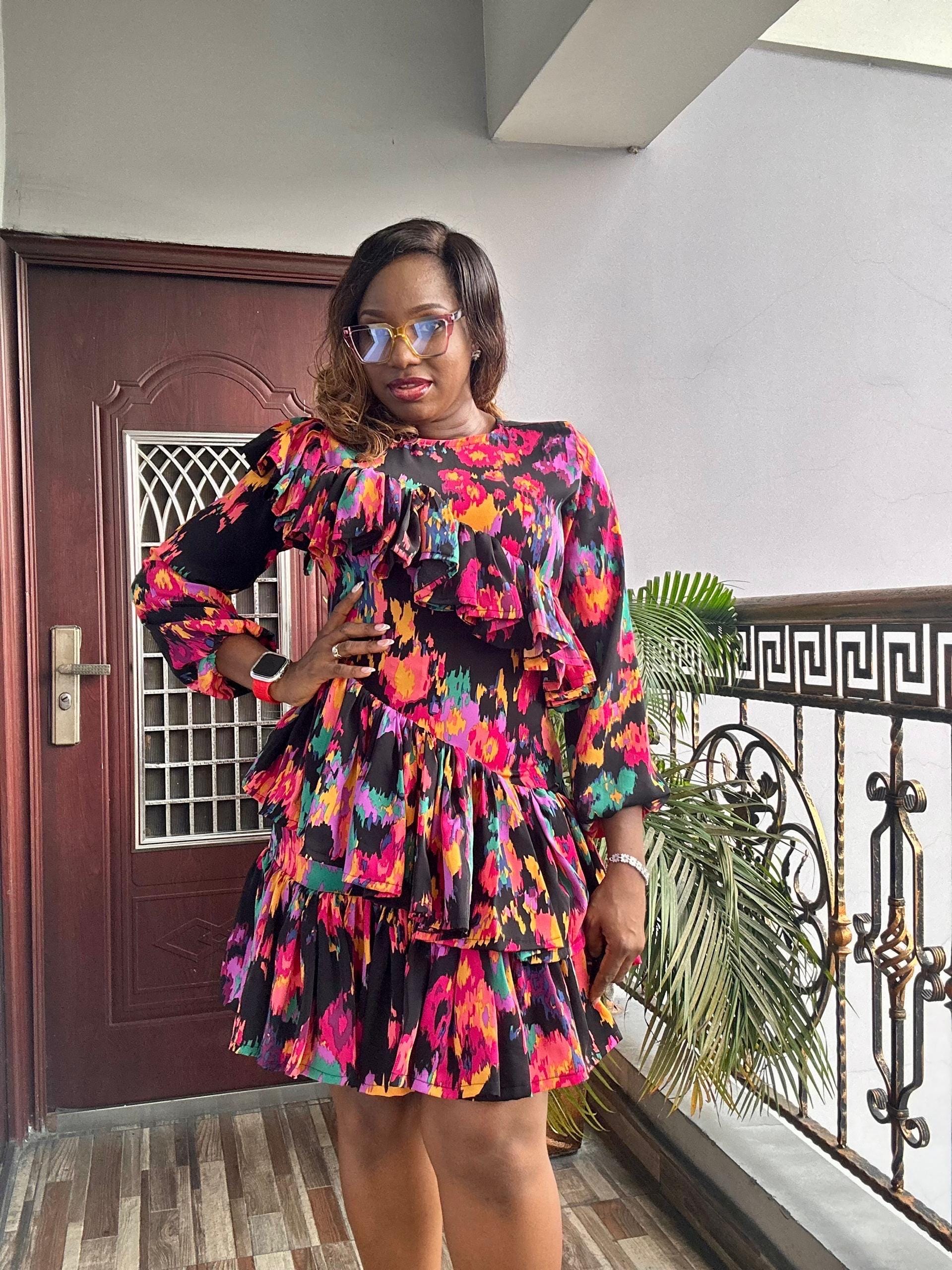 Ruffle Tiered Mini Dress: Vibrant Multicolor Print, Fit & Flare