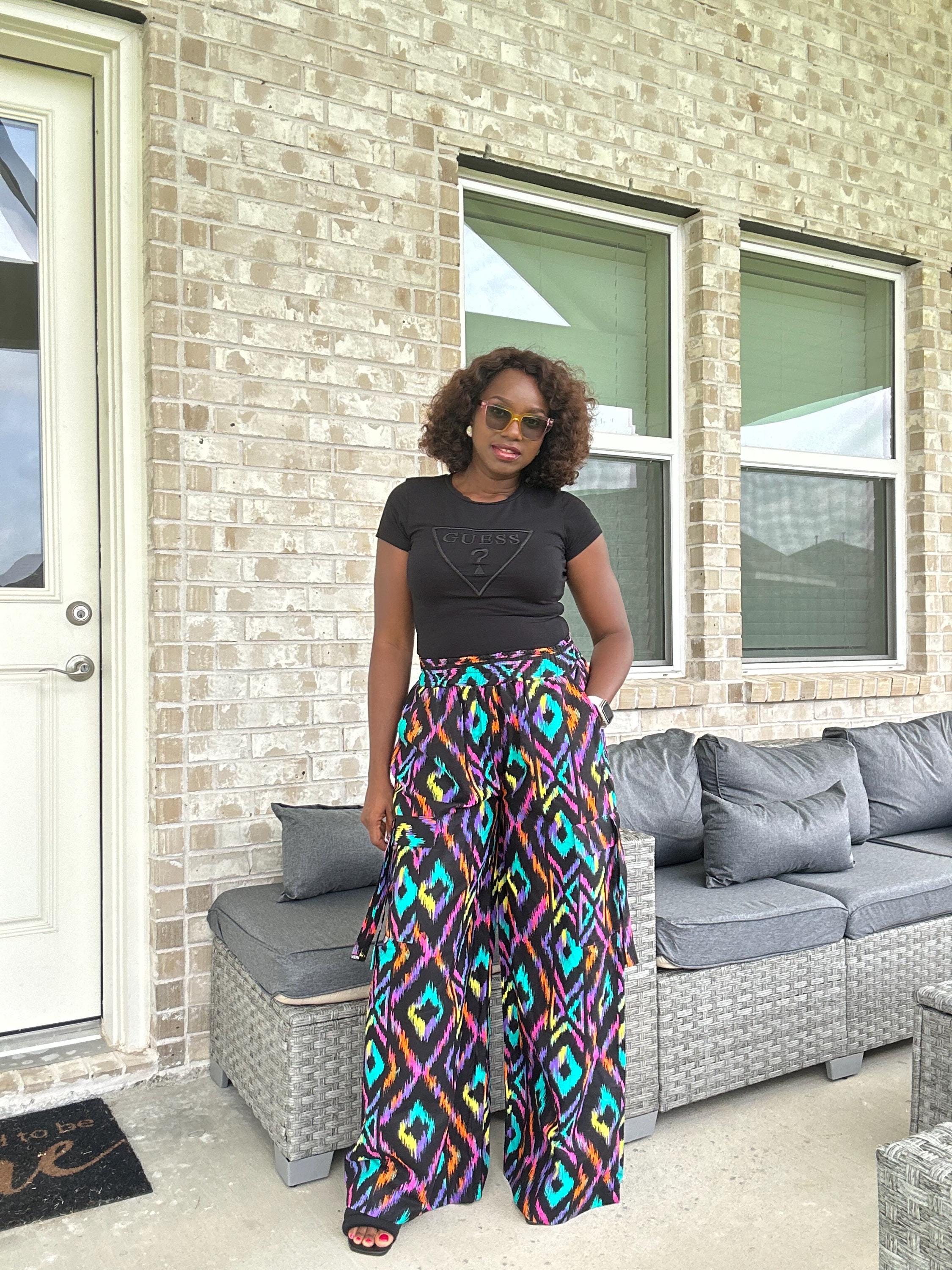 High Waist Ankara Pants: African Print Wide Leg Trousers