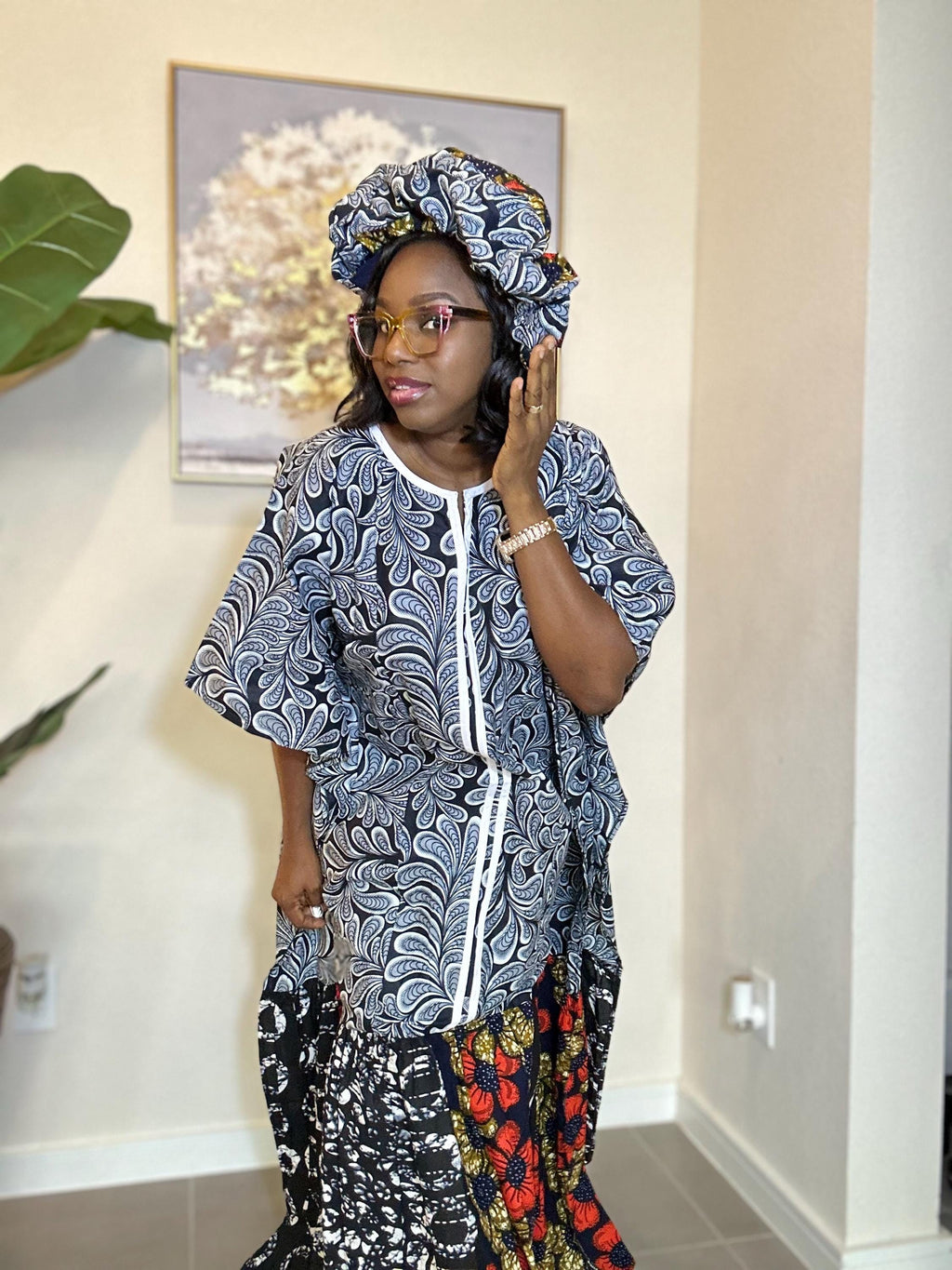 African Print Ankara Dress: Handmade Boho Fashion with Turban