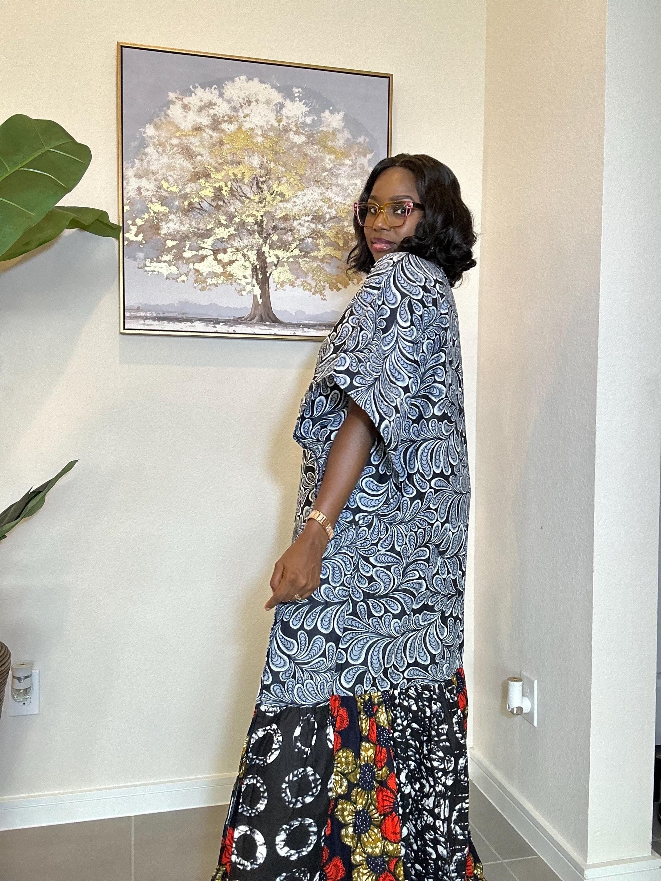 African Print Ankara Dress: Handmade Boho Fashion with Turban