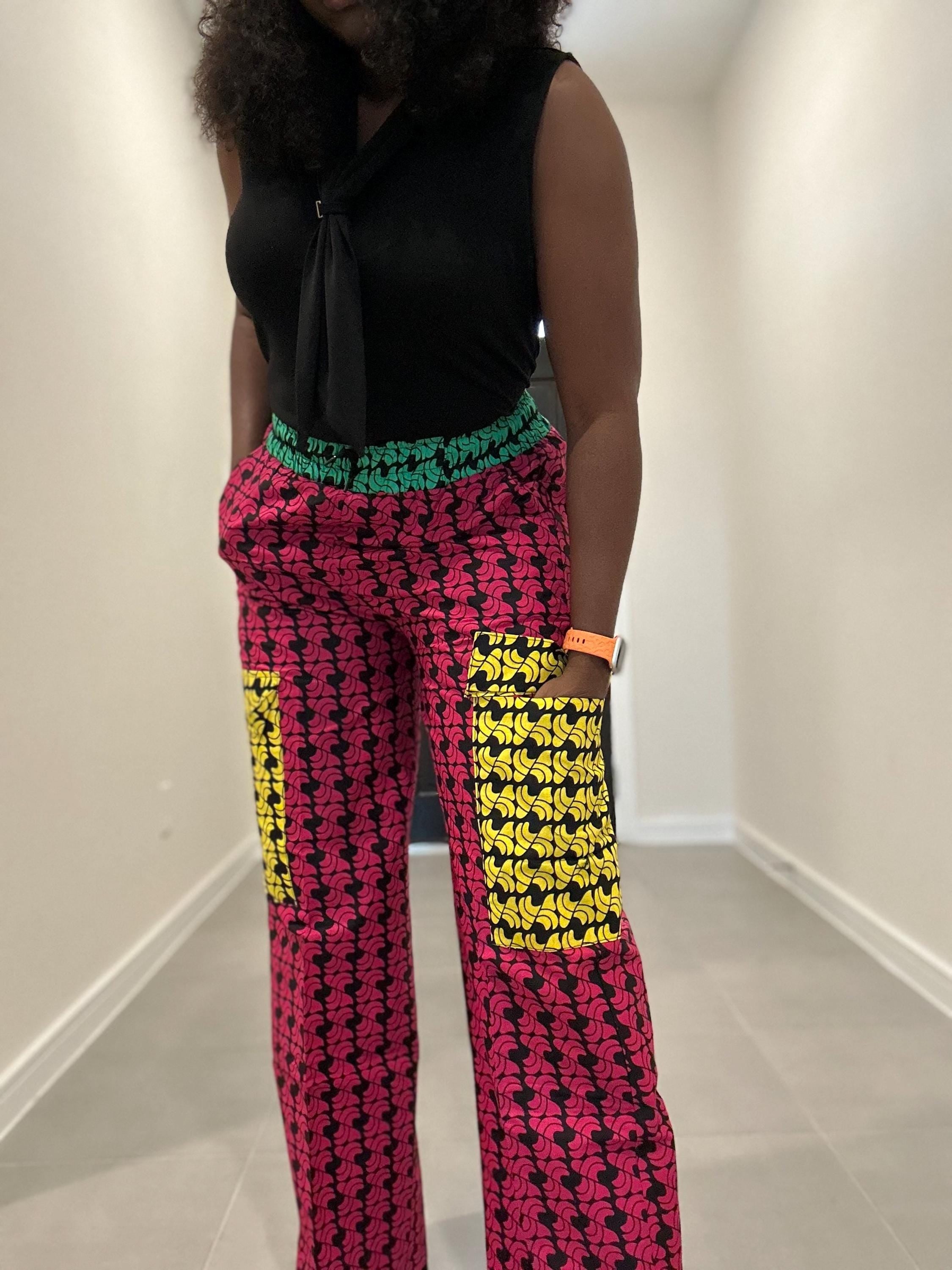 Handmade Ankara Cargo Pants: High Waist African Print Trousers