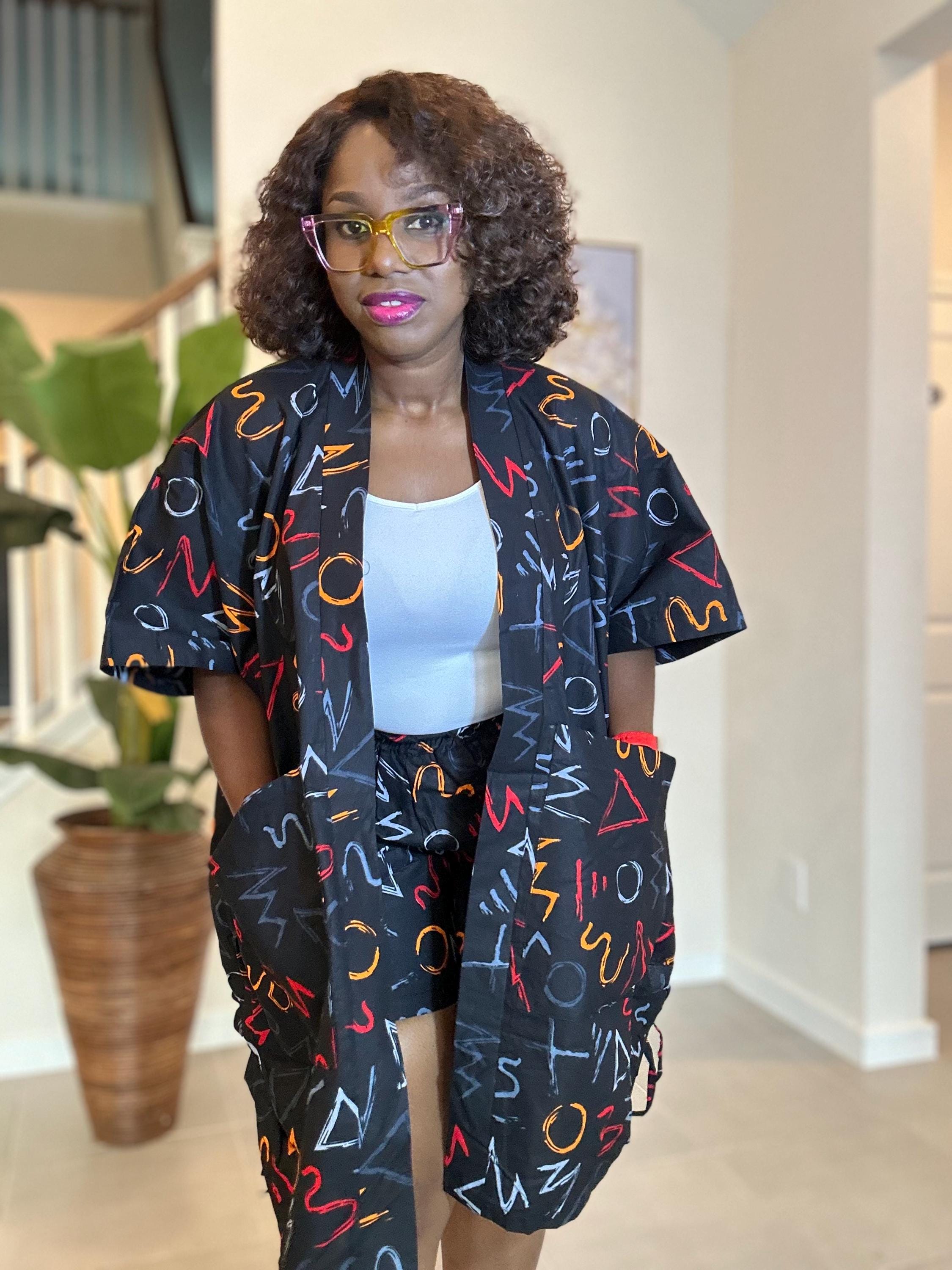 Ankara Kimono & Knicker Set: African Print Boho Lounge Outfit