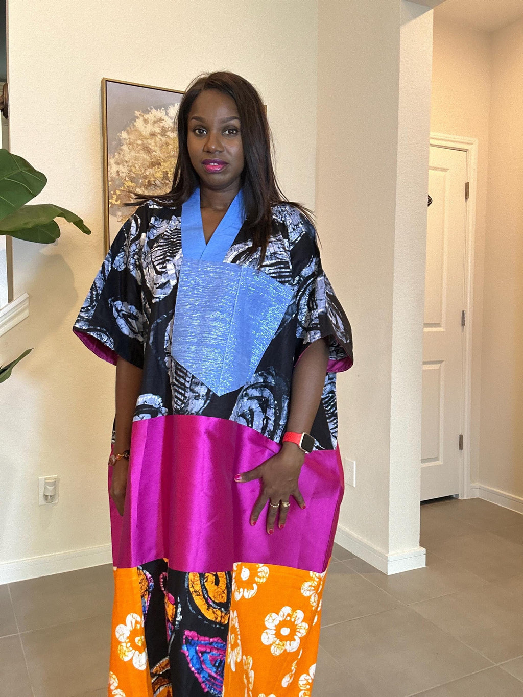 Ankara Patchwork Maxi Dress: Handmade African Kaftan, Vibrant Boho Style