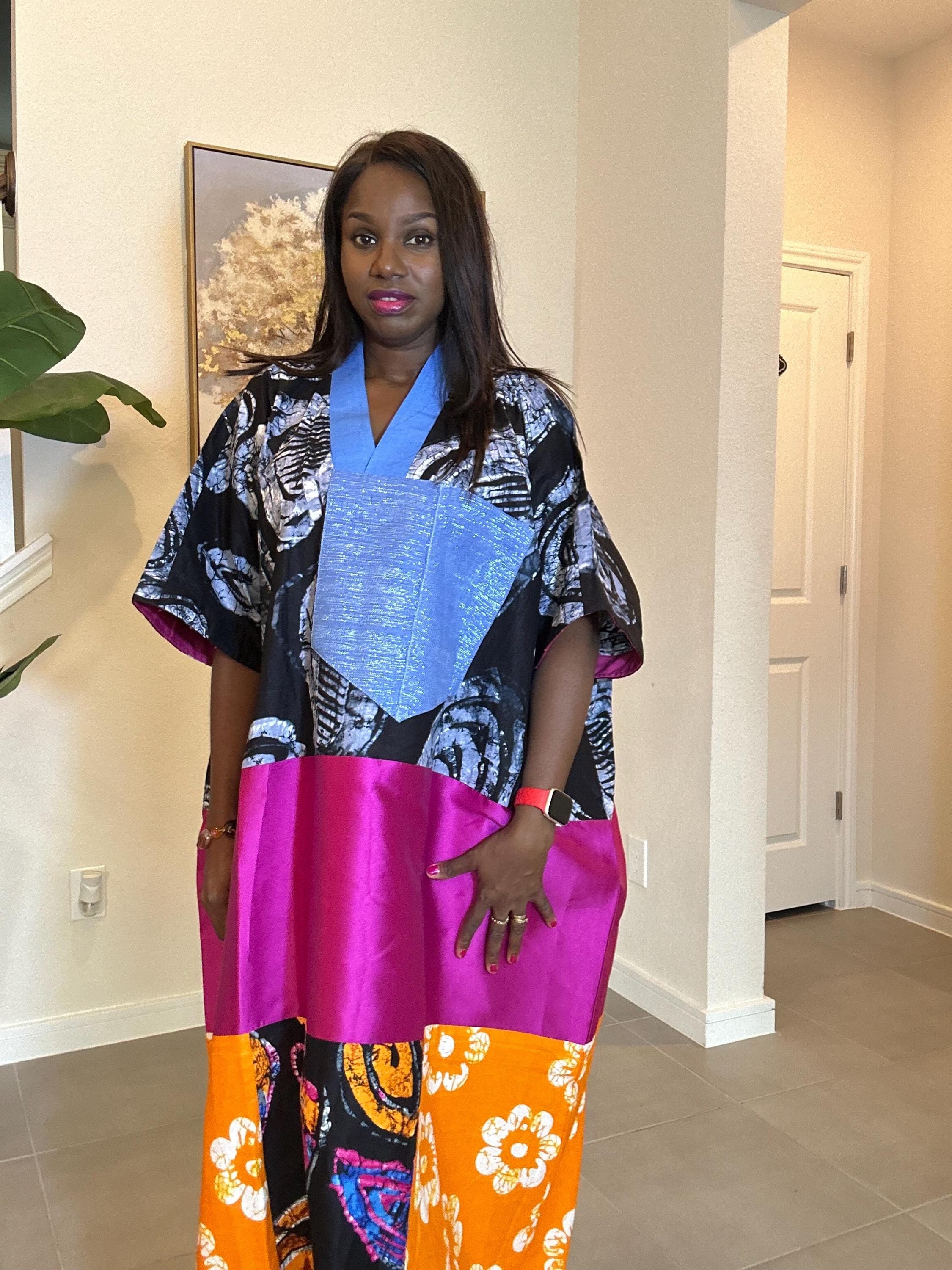 Ankara Patchwork Maxi Dress: Handmade African Kaftan, Vibrant Boho Style