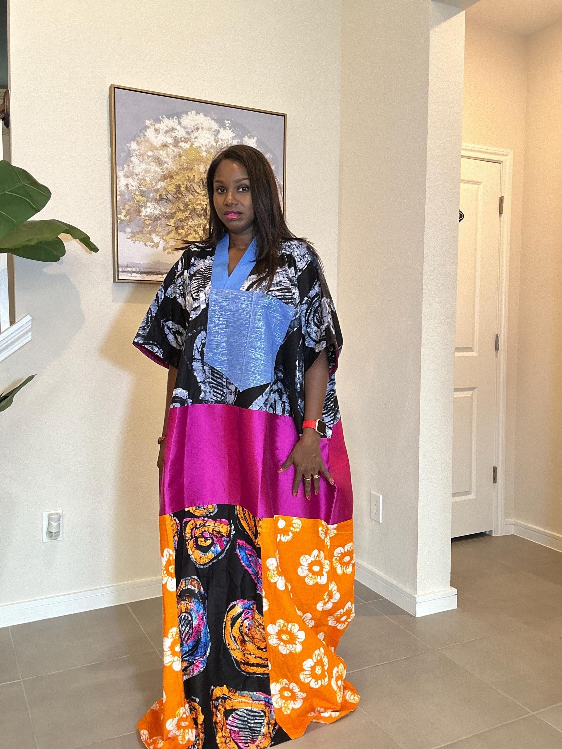 Ankara Patchwork Maxi Dress: Handmade African Kaftan, Vibrant Boho Style