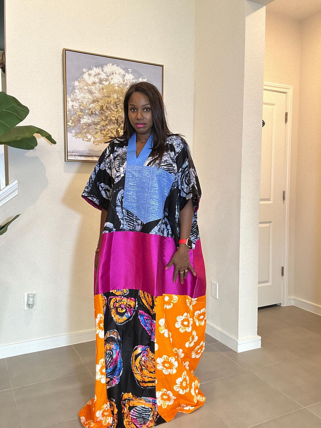 Ankara Patchwork Maxi Dress: Handmade African Kaftan, Vibrant Boho Style