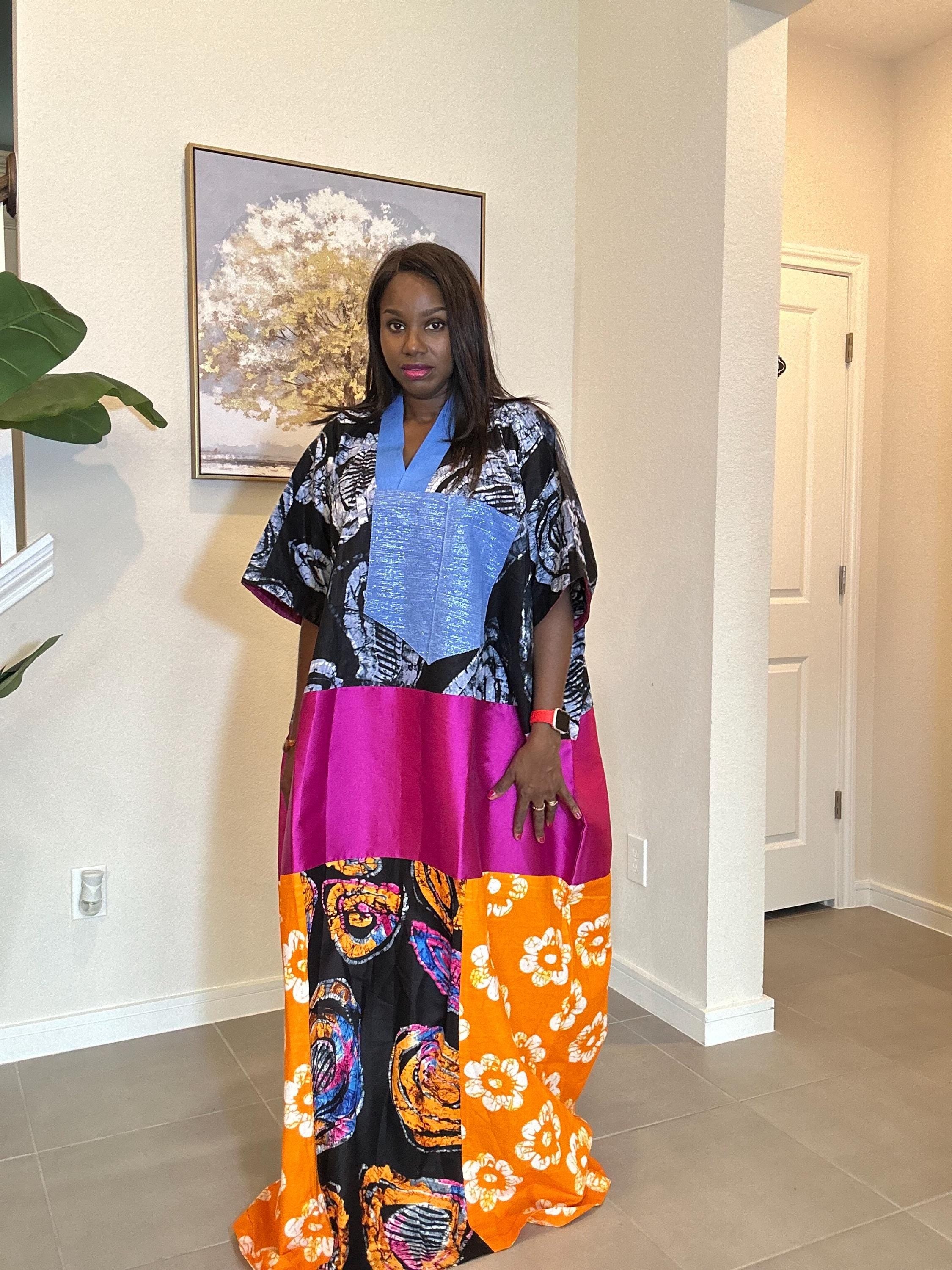 Ankara Patchwork Maxi Dress: Handmade African Kaftan, Vibrant Boho Style