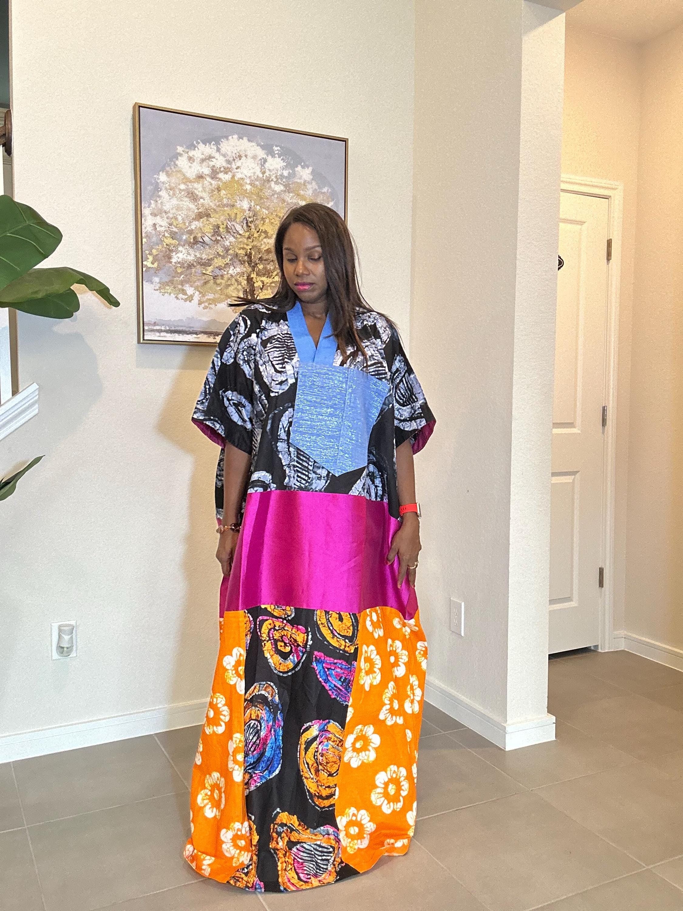 Ankara Patchwork Maxi Dress: Handmade African Kaftan, Vibrant Boho Style