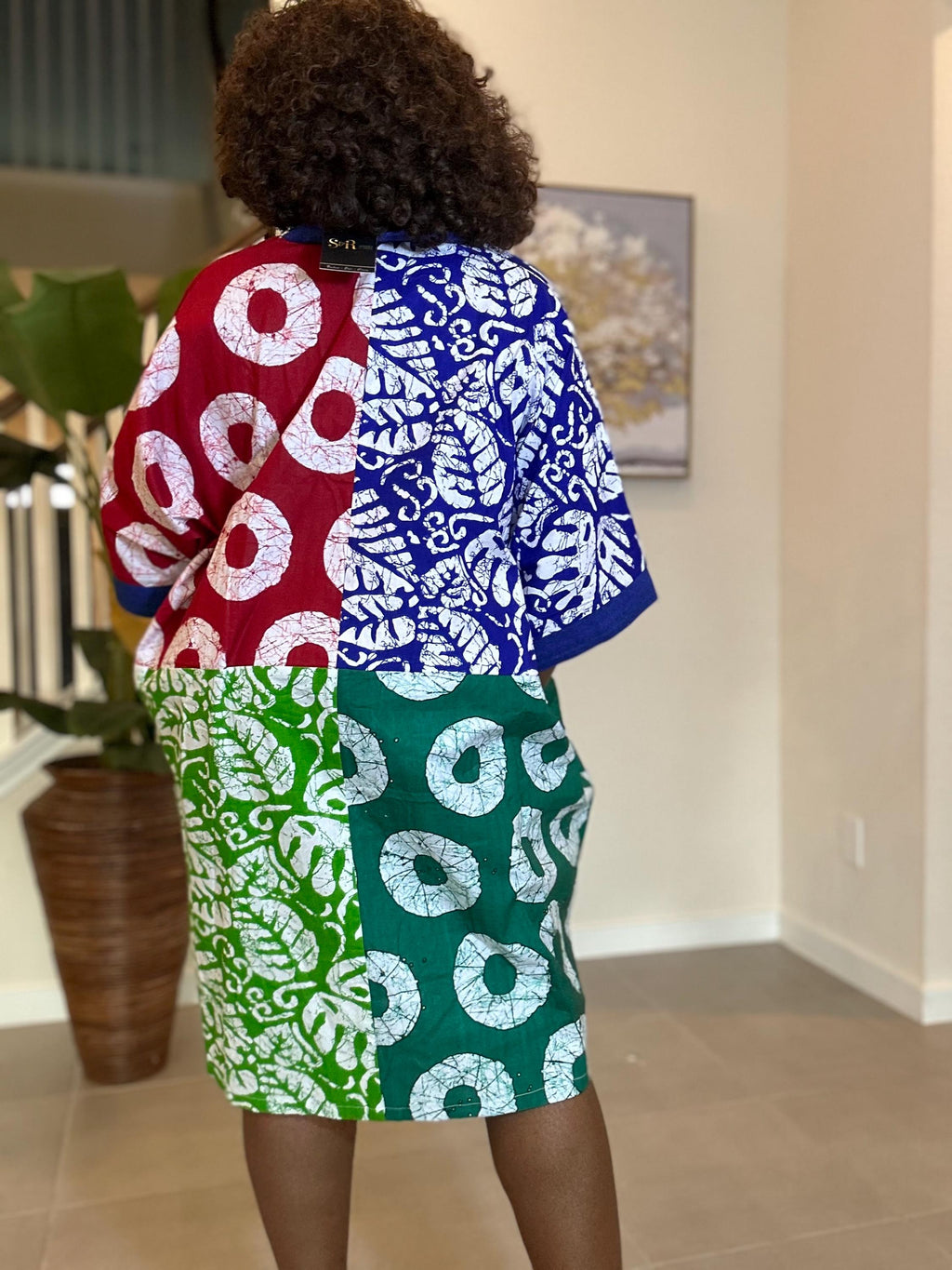 Patchwork Ankara Dress: African Print Kaftan, Boho Summer short dress