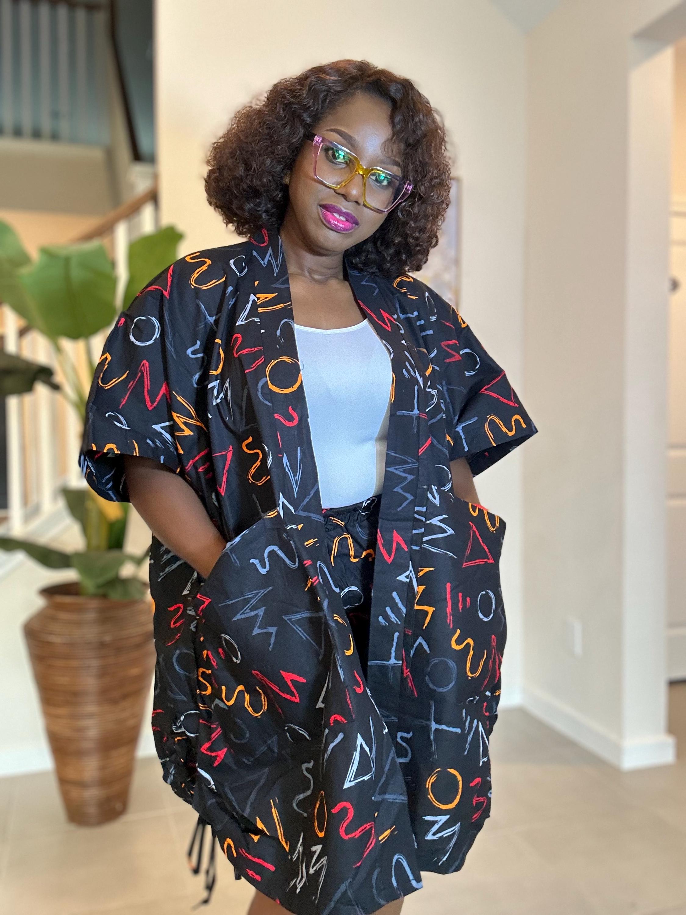 Ankara Kimono & Knicker Set: African Print Boho Lounge Outfit