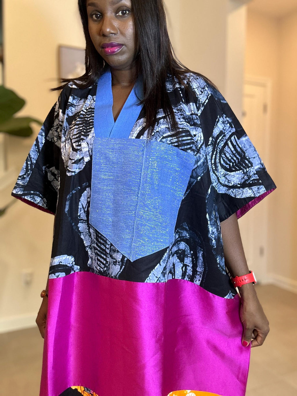 Ankara Patchwork Maxi Dress: Handmade African Kaftan, Vibrant Boho Style